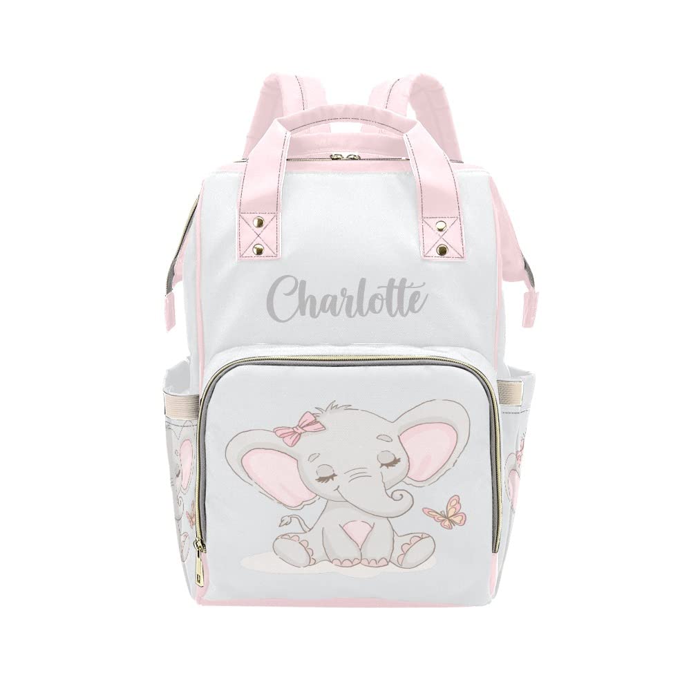 Custom Personalized Elephant Diaper Bag Backpack - Monogrammed Baby Tote with Name for Moms | Perfect for Travel, Daycare & On-the-Go Parenting