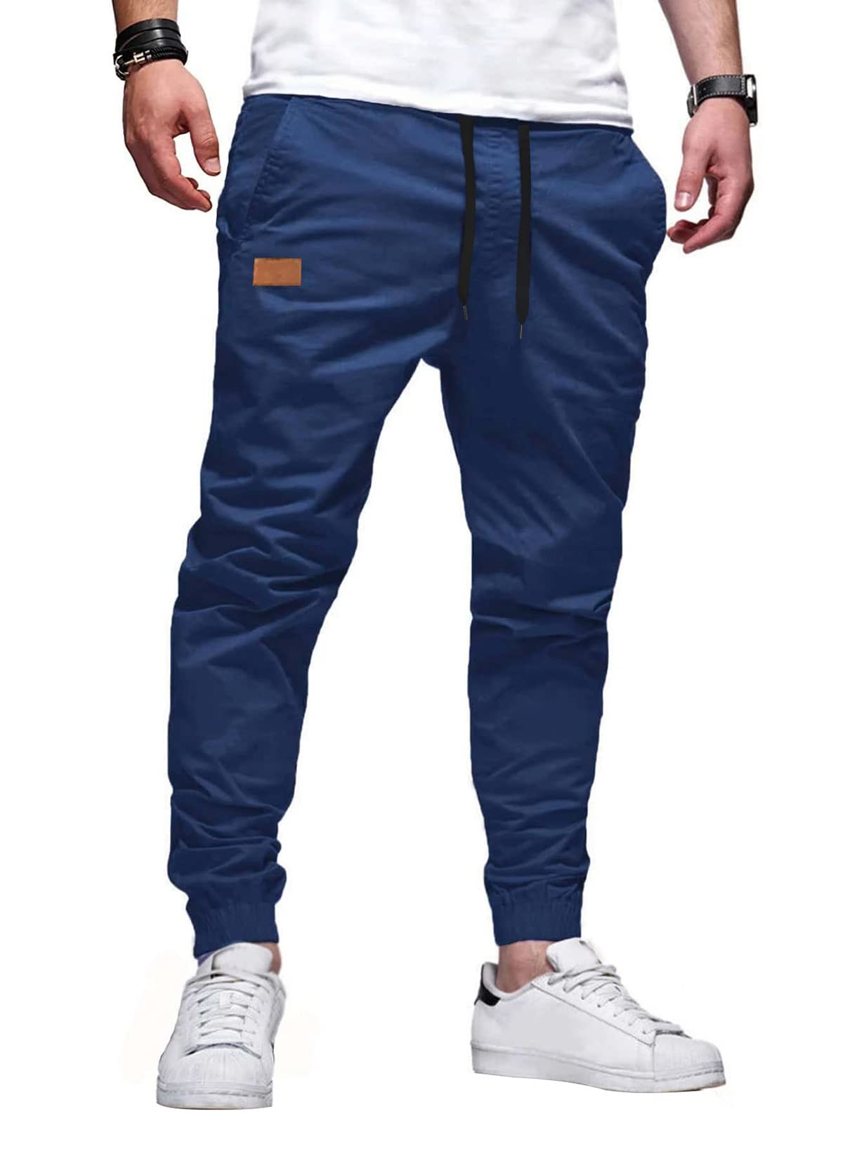 JMIERR Men's Casual Jogger Pants - Cotton Drawstring Chino Cargo Pants for Hiking, Outdoor, Jogging & Lounge Wear | Comfortable Twill Sweatpants for Everyday Use
