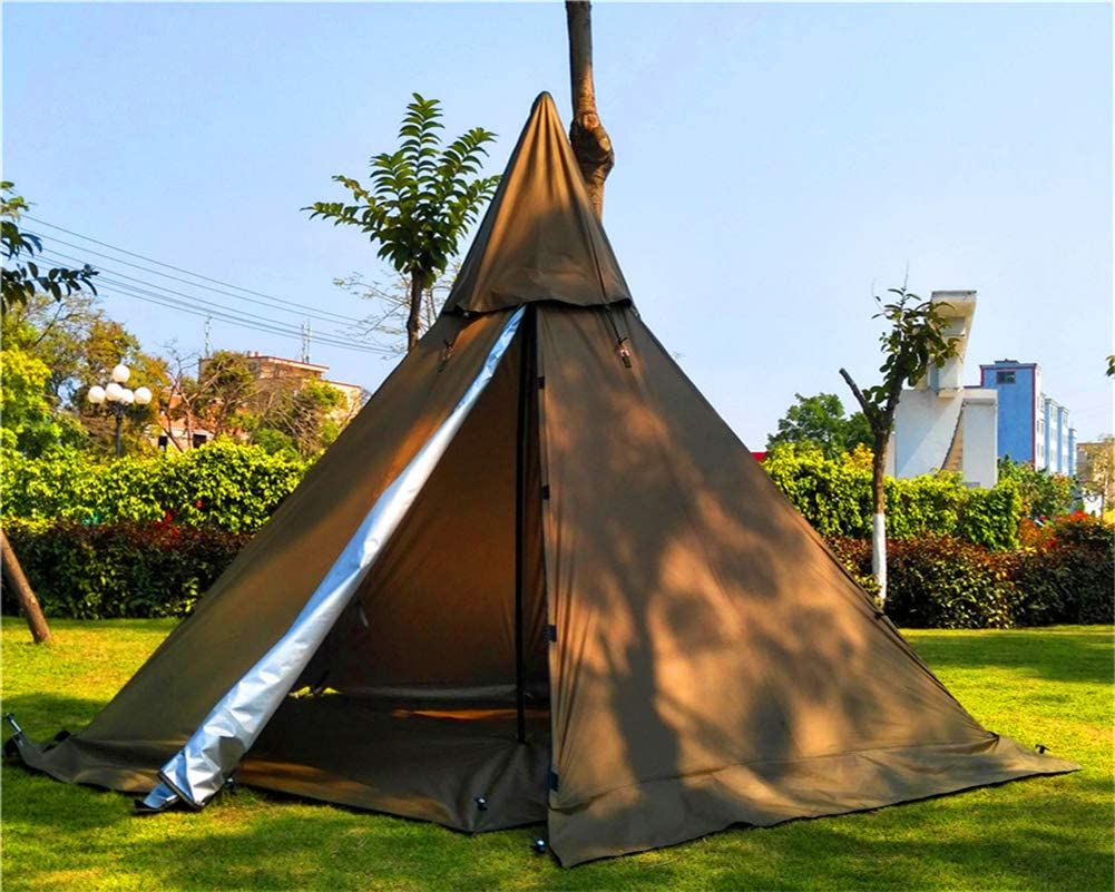 Latourreg Portable Waterproof 5-Person Camping Tent - Lightweight Pyramid Teepee Tent with Stove Jack for Outdoor Adventures, Hiking, Backpacking & Family Camping Trips