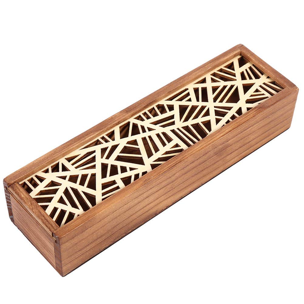 Vintage Wooden Stationery Organizer - Hollow Out Wood Pencil Box for Desk Storage | Holds Pens, Pencils, Cash, Cards, Coins & Keys | Perfect for Office, School & Home Use (Size #4)