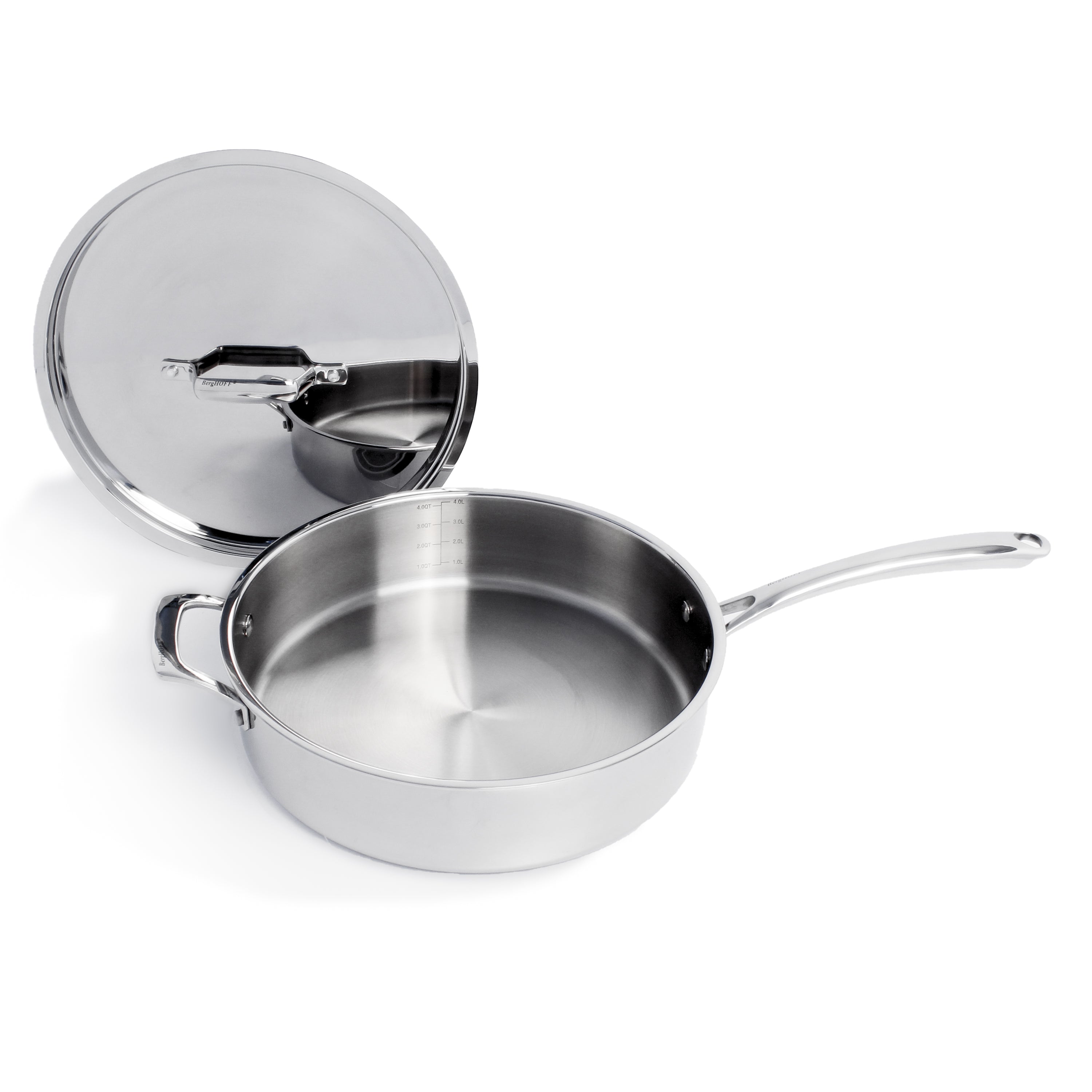 BergHOFF Professional 5-Piece Tri-Ply 18/10 Stainless Steel Cookware Set with SS Lids - Perfect for Home Cooking, Professional Kitchens & Gourmet Meal Preparation