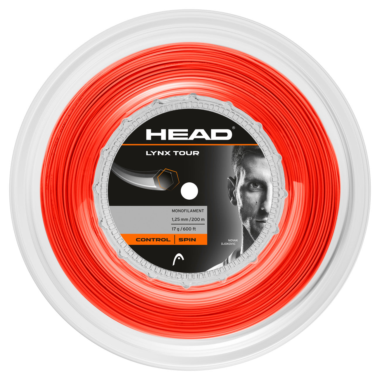 Head Lynx Tour 17/1.25 Tennis String Reel (Orange) - Premium Polyester String for Tennis Rackets | Perfect for Competitive Play & Stringing Professionals
