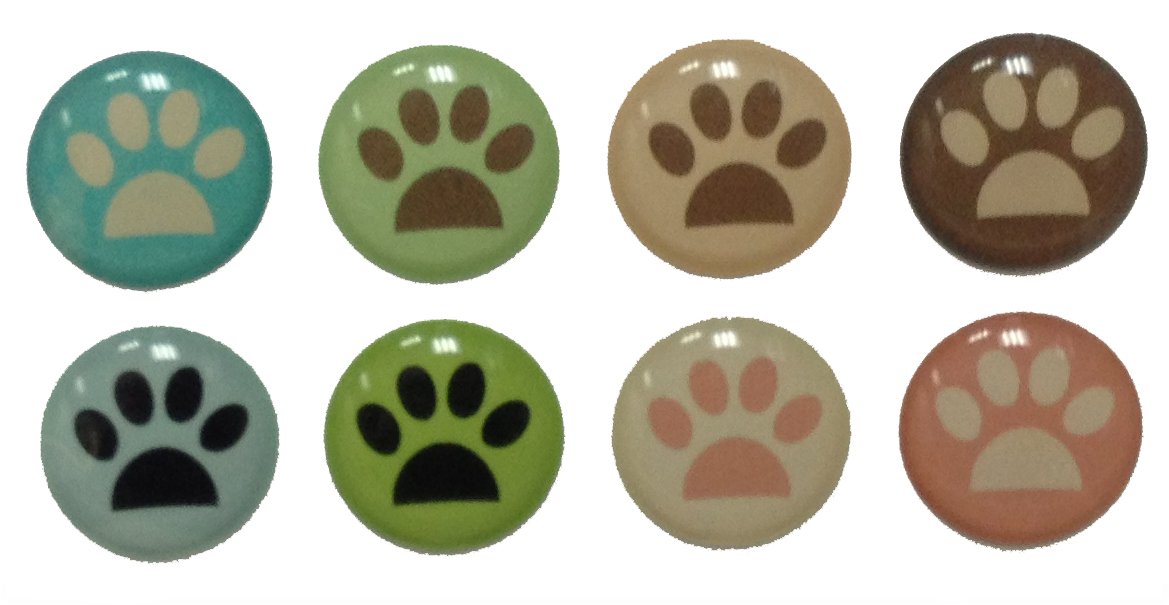 Colorful Cute Dog & Cat Paw Button Stickers - 8-Piece Set for iPhone 5/4/4s/3GS/3G, iPad 2, iPad Mini, iPod Touch - Adorable Pet-Themed Home Button Decals for Kids & Animal Lovers - Perfect for Personalizing Devices & Adding Fun to Everyday Use
