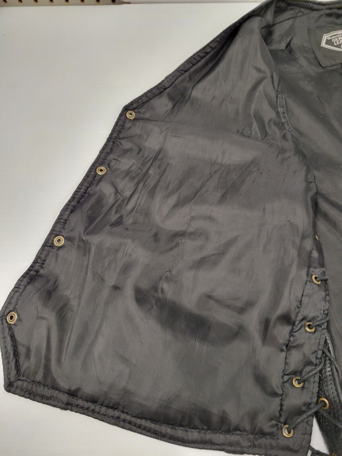 Diamond Plate Leather Vest for Men - Size L, Black Biker Jacket with Studs - Perfect for Motorcycle Riding, Biker Events & Fashion Outfits