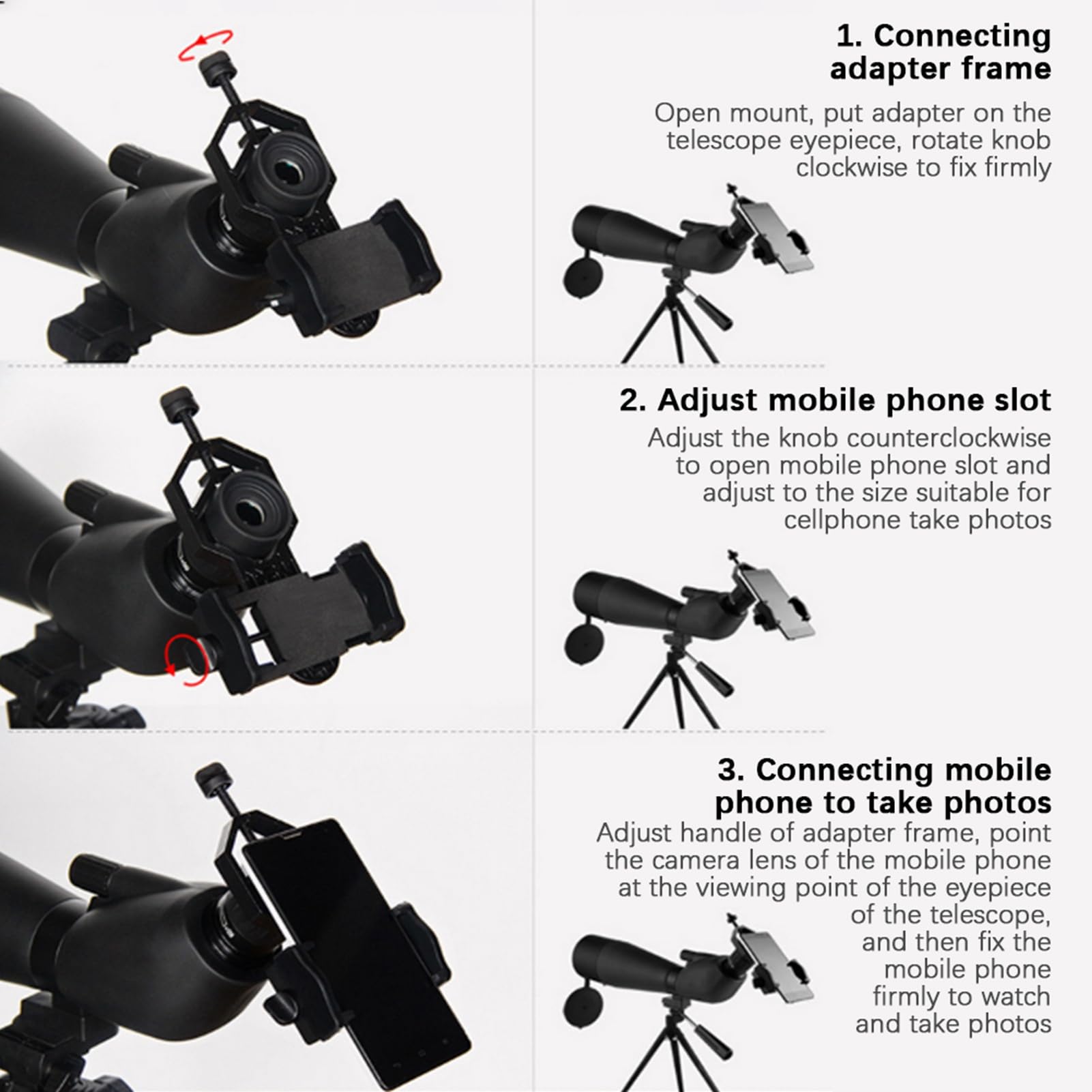 Telescope Phone Adapter - Universal Smartphone Mount for Binoculars & Monoculars | Durable Plastic Phone Bracket (Black) | Perfect for Stargazing, Bird Watching & Outdoor Adventures