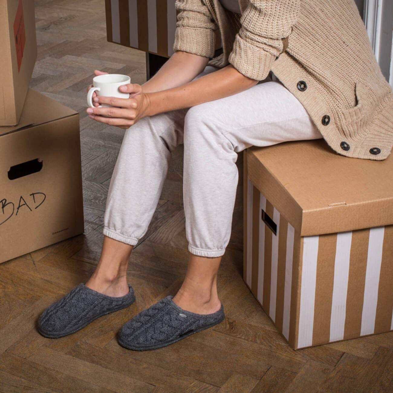 Giesswein Men's Breathable Open Back Slippers - Lightweight House Shoes for Indoor & Outdoor Use - Grey Schiefer 017 - Size 6 US - Perfect for Lounging, Yoga, and Quick Errands
