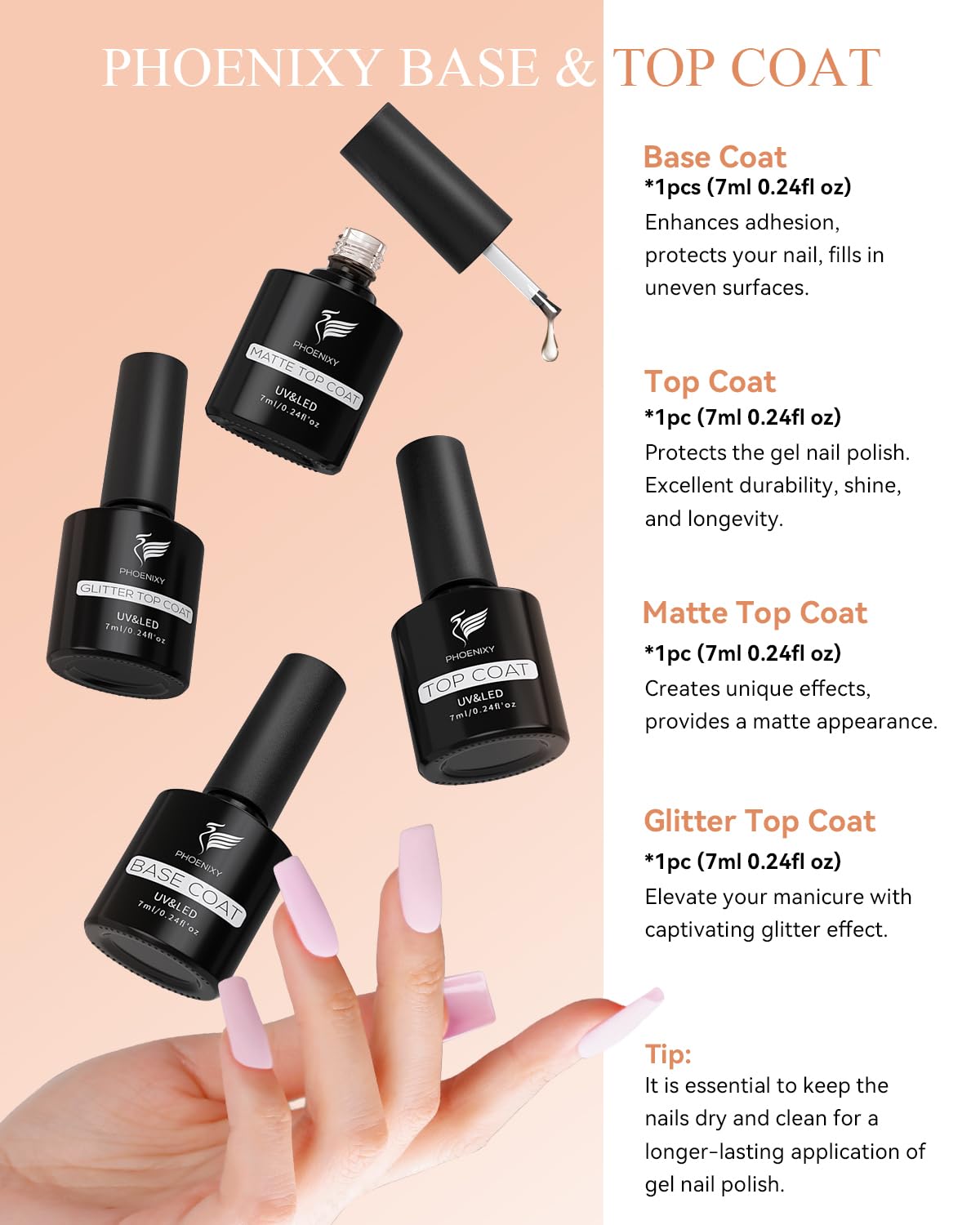 PHOENIXY 61 PCS Gel Nail Polish Kit with UV Light - 40 Colors Soak Off Gel Polish Set, Base & Top Coat, Manicure Starter Kit for DIY Nails at Home - Perfect Gift for Women & Nail Art Lovers