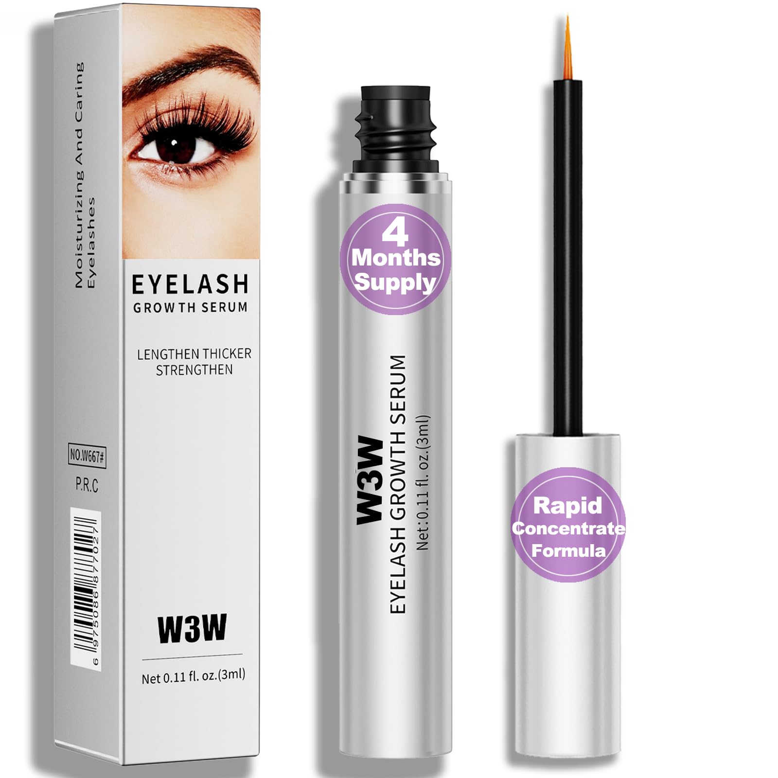 Best Eyelash Growth Serum for Longer & Thicker Lashes - Vegan, Cruelty-Free Lash Enhancer for Natural Looking Volume - Perfect for Nighttime Routine & Special Occasions (1PC)