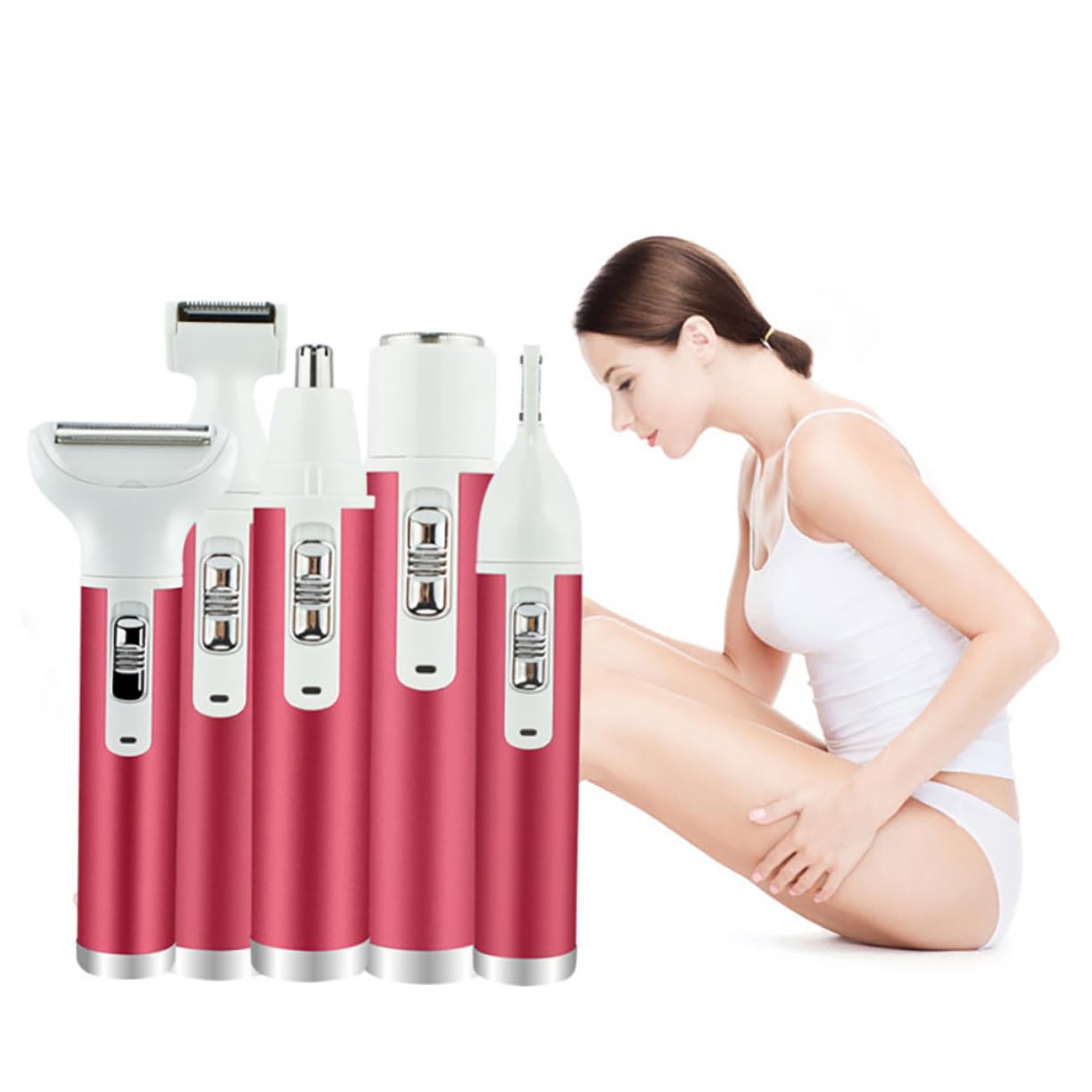 Baluue Rechargeable Electric Epilator & Hair Trimmer for Women - Portable Bikini, Face & Body Hair Removal Device with ABS Rosy Design - Perfect for Travel, Gym & Home Use