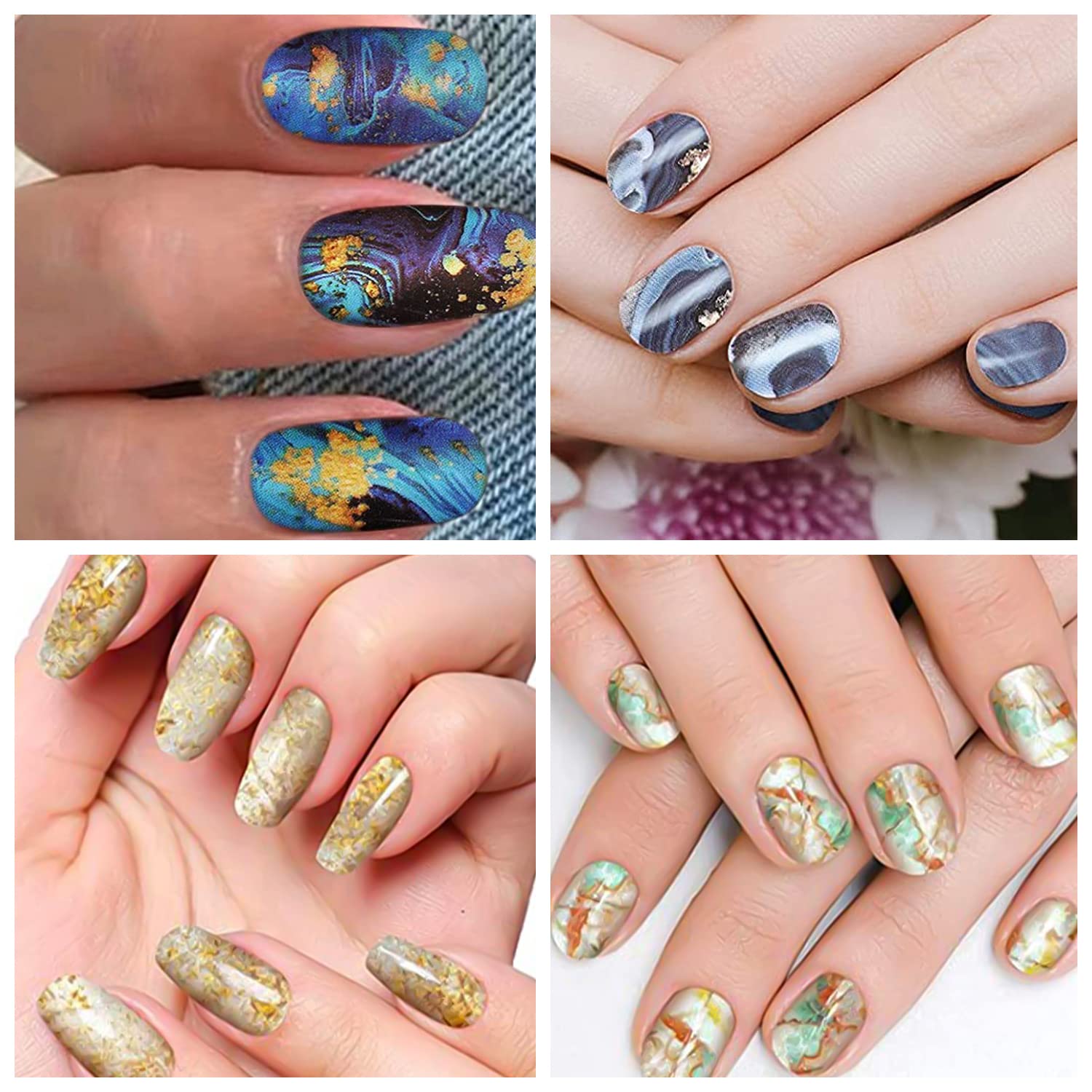 DANNEASY 24 Sheets Marble Print Nail Wraps - Self Adhesive Nail Polish Strips & Stickers for Women & Girls - Includes Nail File & Cuticle Stick - Perfect for Home Manicures, Parties & Nail Art Designs