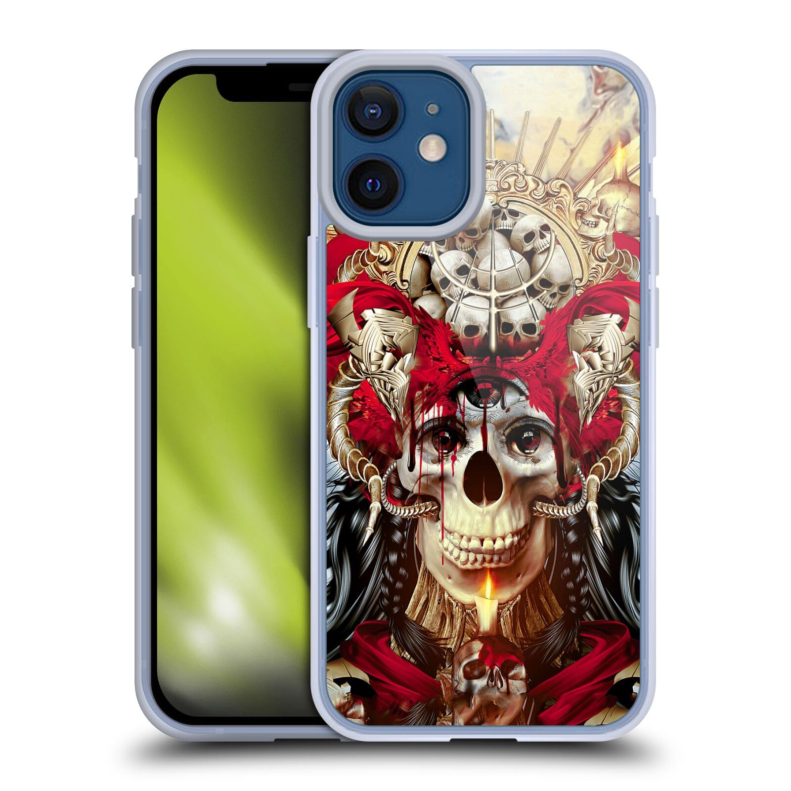 Riza Peker 3 Eyed Skull Soft Gel Case for iPhone 12 Mini | Officially Licensed Skull Design | Durable Protection for Everyday Use, Travel & Outdoor Activities