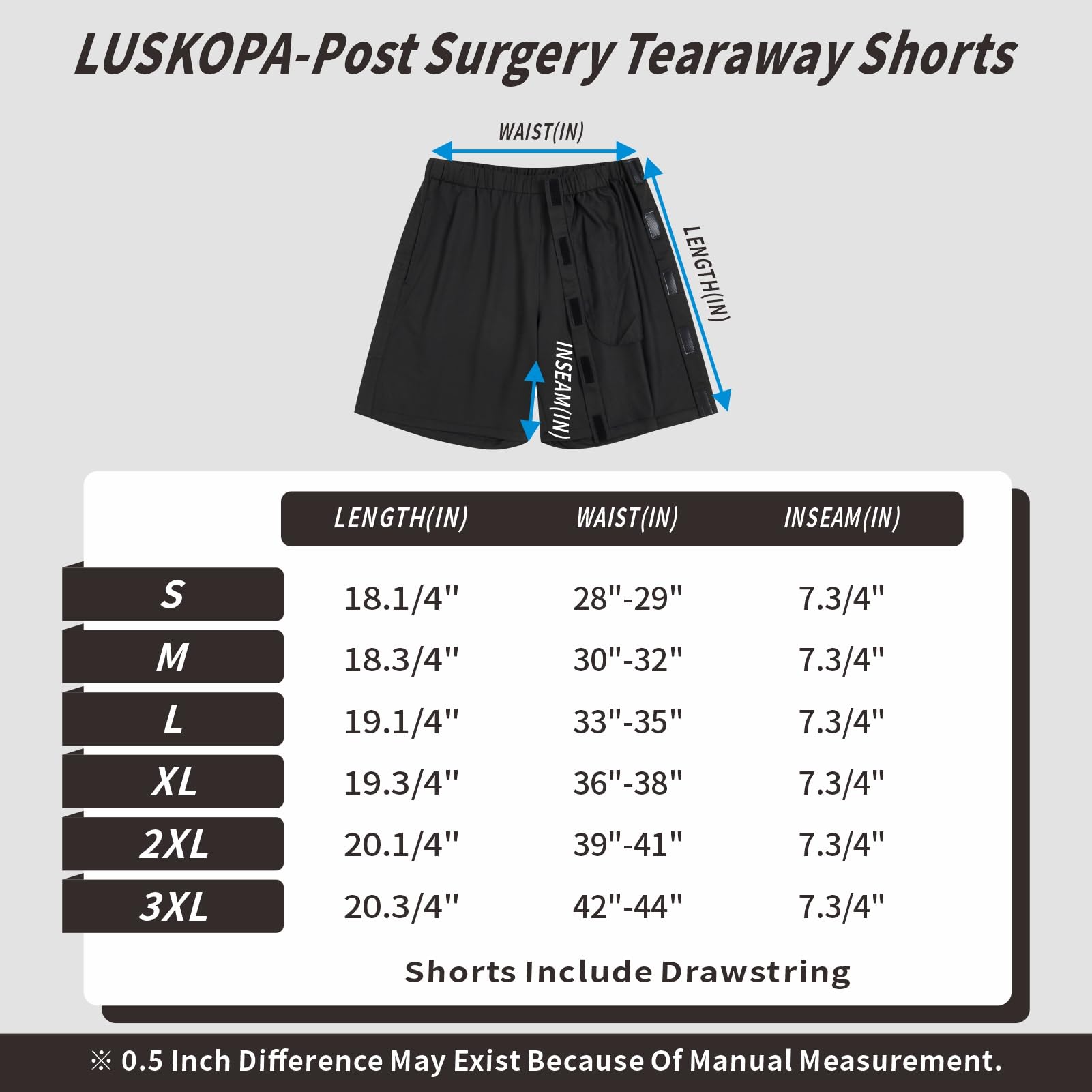 Unisex Tear Away Breakaway Athletic Shorts for Men & Women - Post Hip & Knee Surgery Recovery Shorts with Pockets - Perfect for Sports, Gym Workouts & Physical Therapy