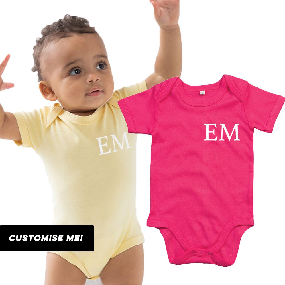 Personalized Baby Vest with Initials - Classic Cotton Bodysuit for Newborns & Infants - Perfect for Gifts, Photo Shoots & Everyday Wear (MRK X)