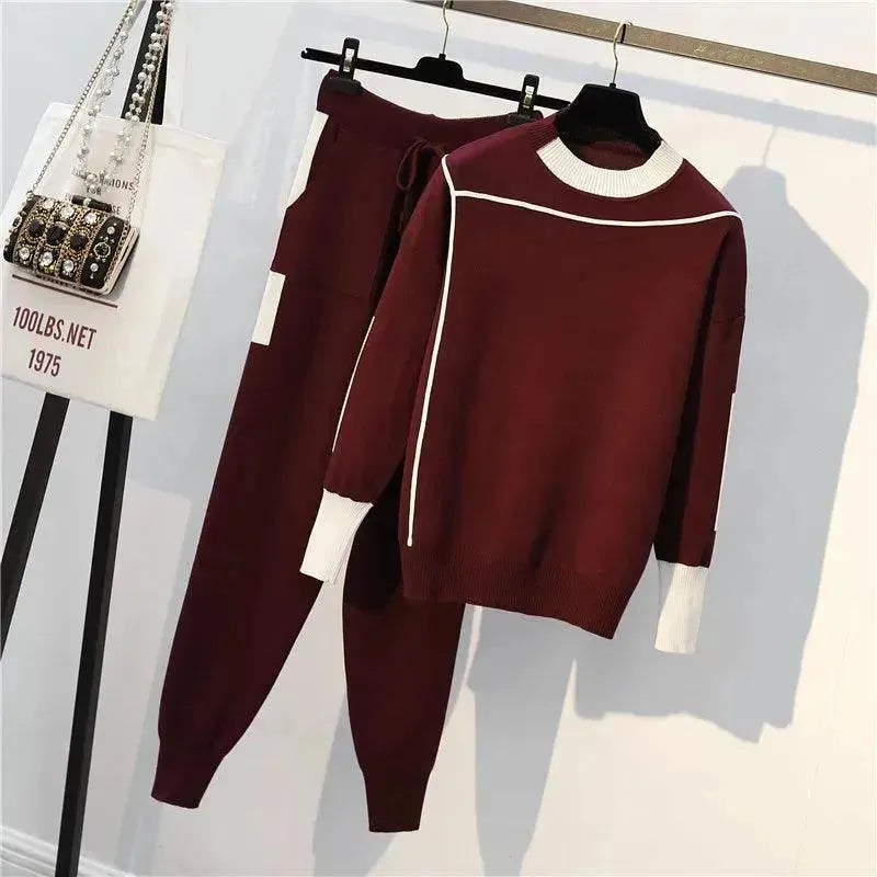 Stylish Women's Striped Sweater Two-Piece Set - Cozy Knit Pullover & Cardigan for Fall & Winter Fashion | Perfect for Office, Date Night & Casual Outings