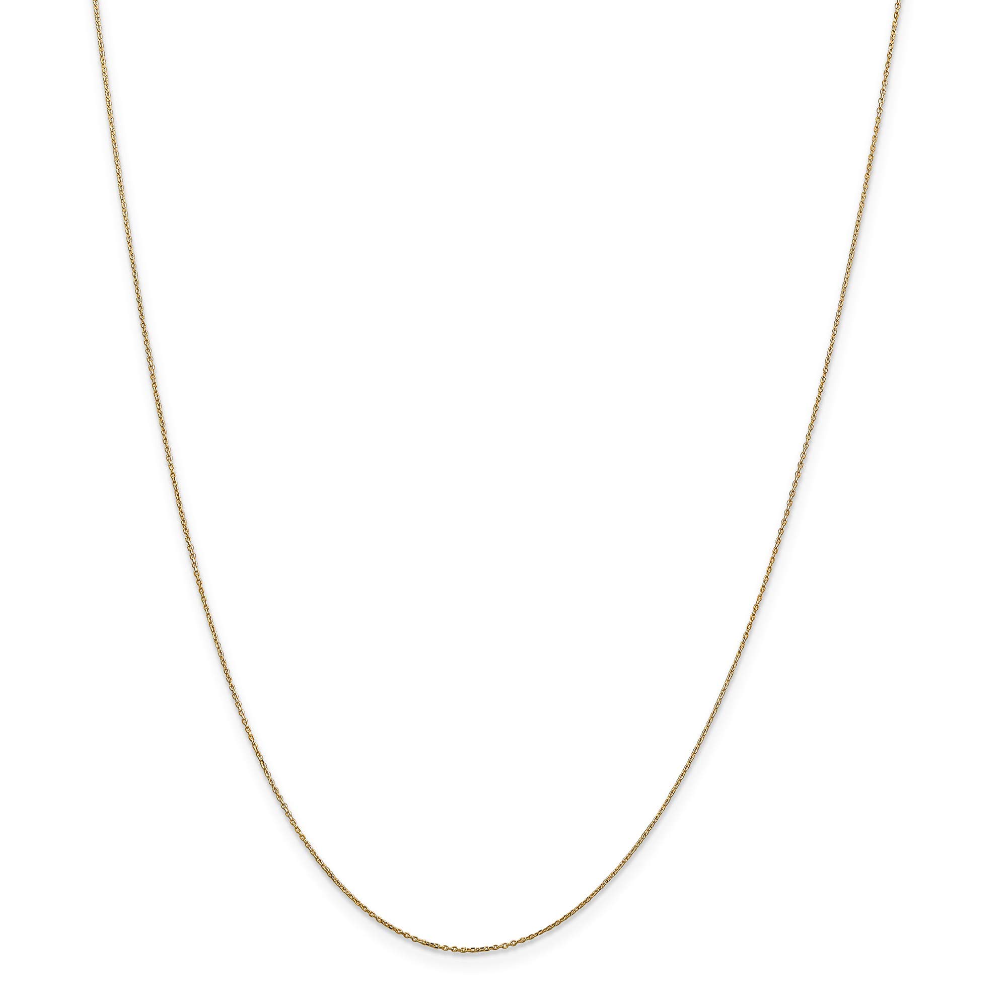 14k Yellow Gold 0.6mm Solid Diamond-Cut Cable Chain Necklace - 14 Inch Length - Dainty Layering Jewelry for Everyday Wear & Special Occasions