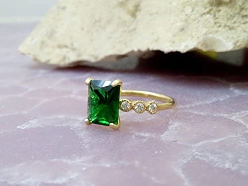 Emerald Statement Ring - May Birthstone Rectangle Gold Ring for Engagement, Bridal Gift & Wedding Jewelry | Perfect for Proposals, Anniversaries & Special Occasions