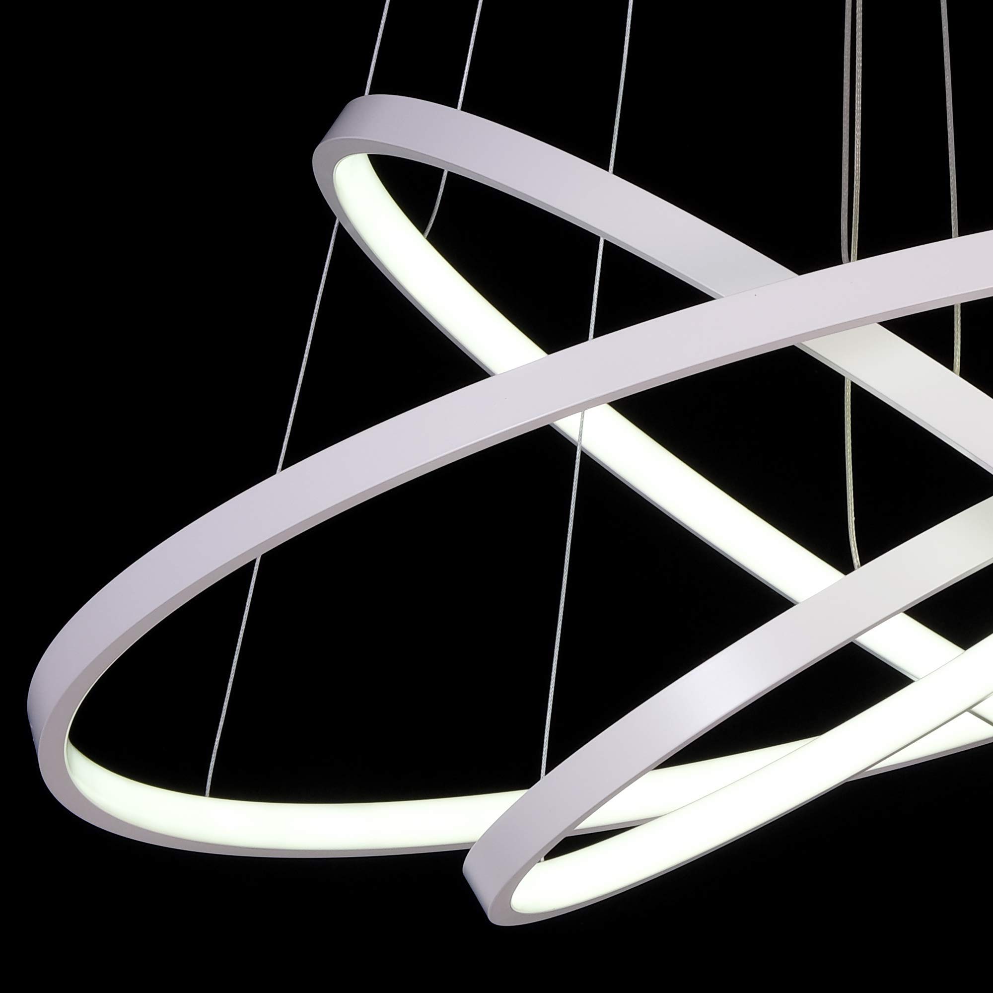 Modern Dimmable LED Chandelier Lighting - 3 Ring Contemporary Pendant Light Fixture for Dining Room, Living Room, Bedroom & Foyer - Cool White Hanging Ceiling Light for Home Decor & Ambiance