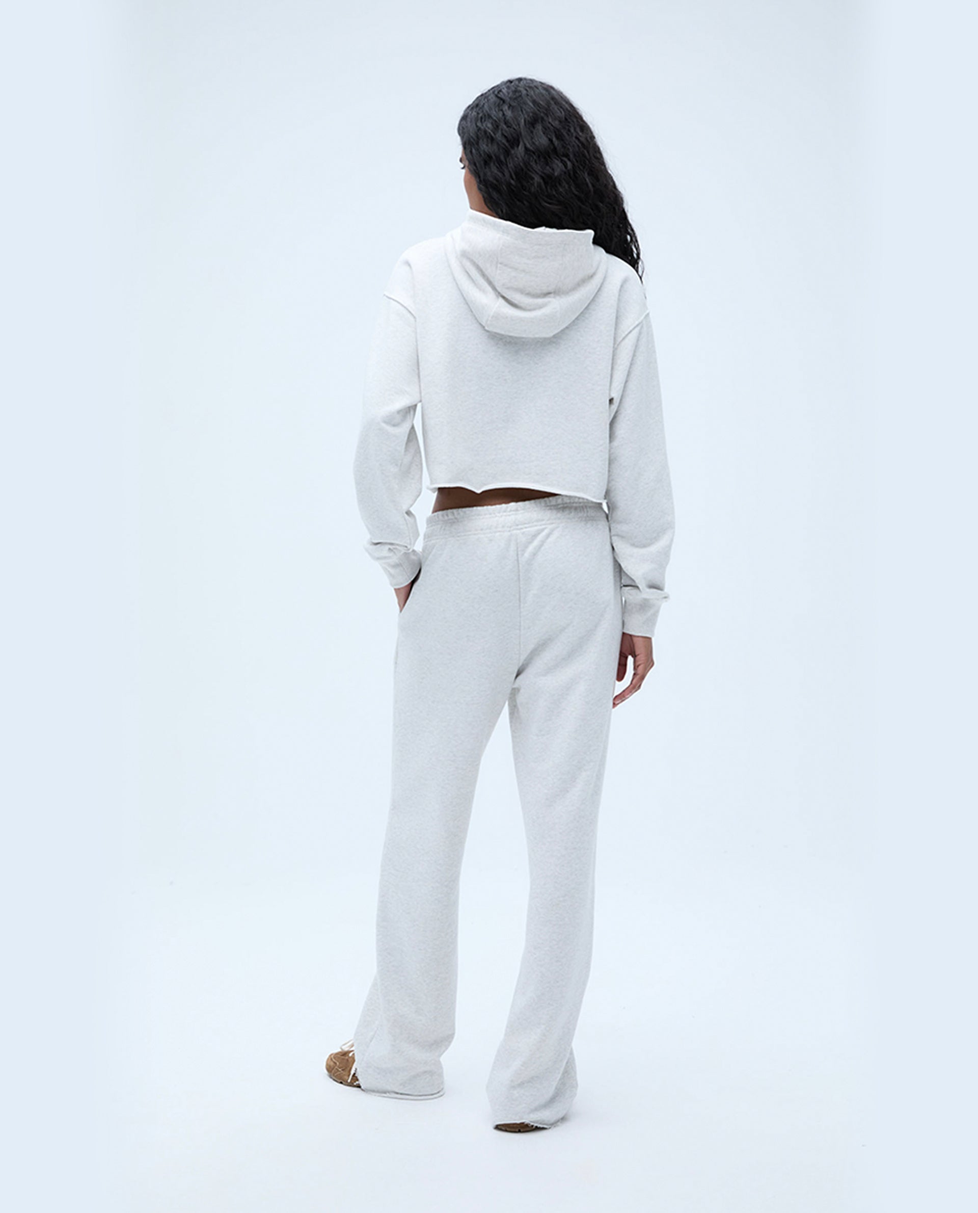 AS Raw Hem Straight Leg Sweatpants for Women - Light Grey Melange & Classic Red | Comfortable Lounge Pants for Yoga, Running, and Casual Wear