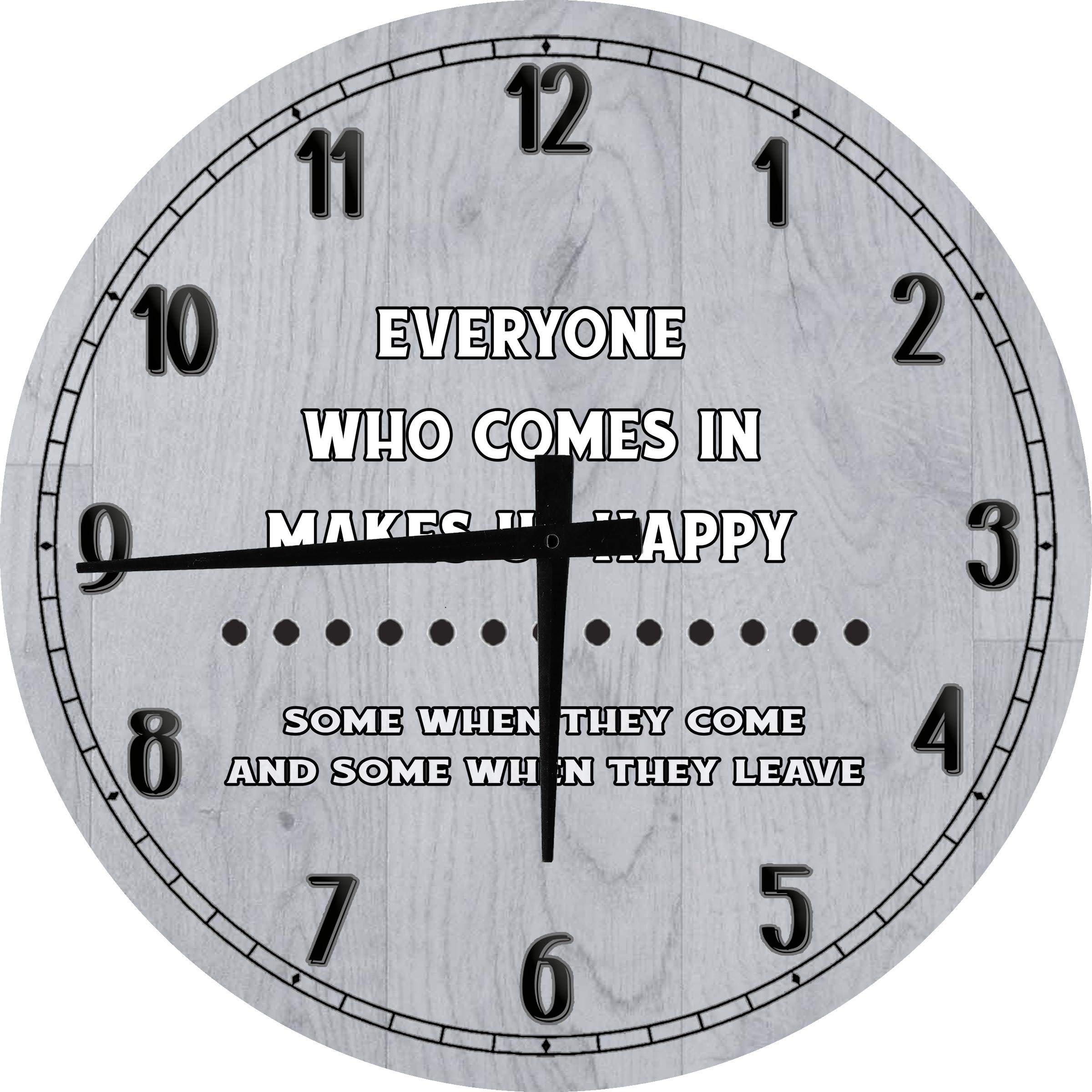 Funny Welcome Come Leave Sign - 18 Inch Large Round Wood Wall Clock Decor in Gray - Perfect for Home, Office & Farmhouse Wall Art