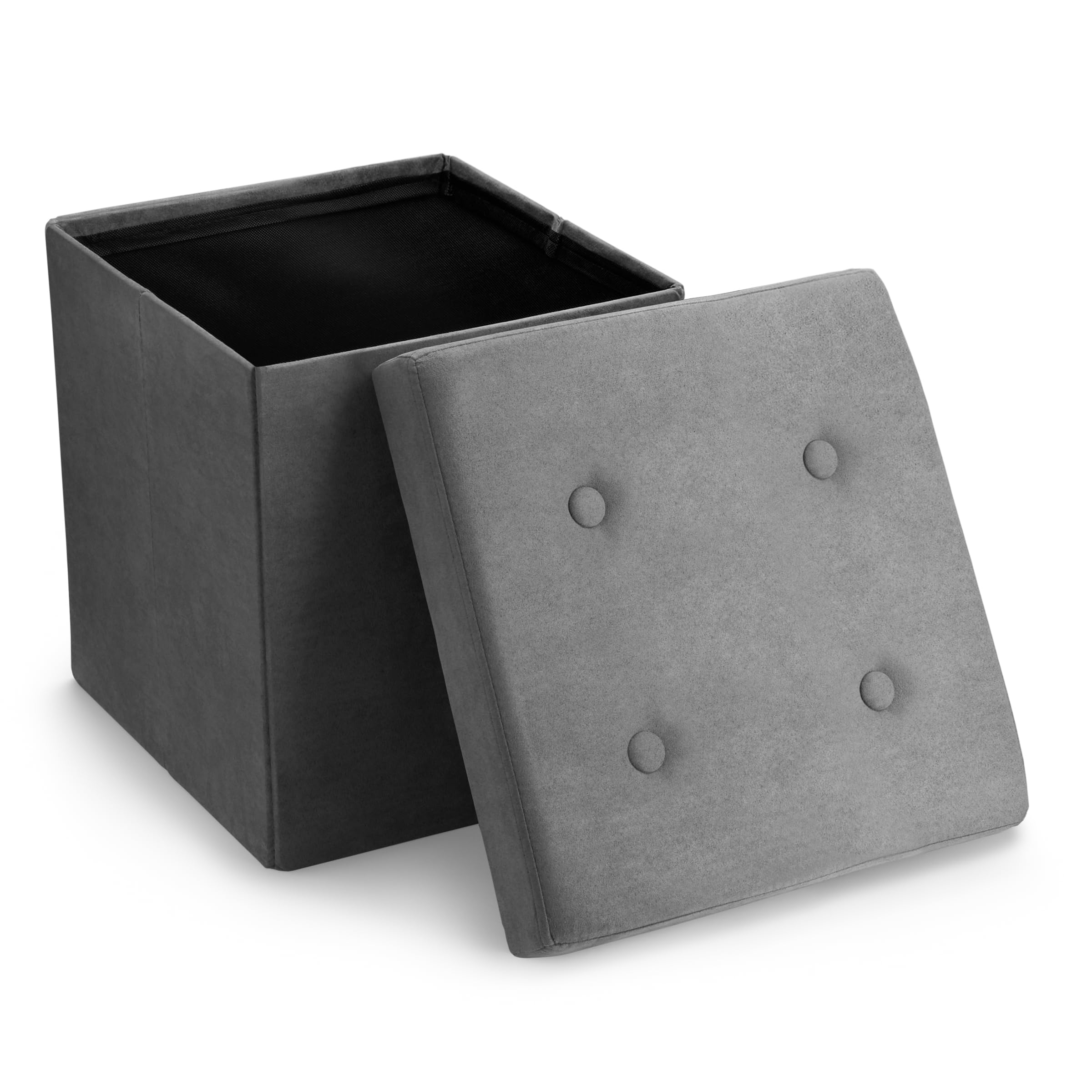Sorbus Storage Ottoman Bench - Foldable Collapsible Bench Chest with Removable Cover - Toy & Shoe Organizer, Footrest, Seat, Living Room Furniture - Modern Faux Suede (Gray) for Home, Bedroom, Nursery & Entryway