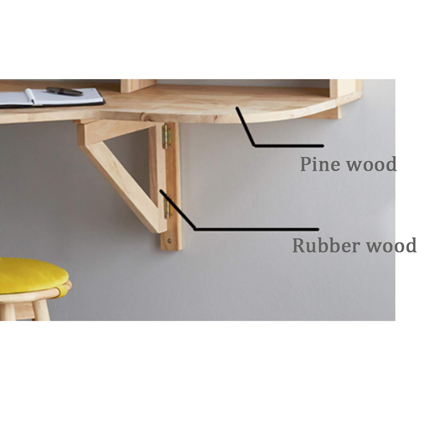 Solid Wood Wall-Mounted Folding Drop-Leaf Table - Space Saving Hanging Desk for Home Office, Study, Kitchen & Dining | Perfect for Small Apartments, Dorm Rooms & Compact Spaces