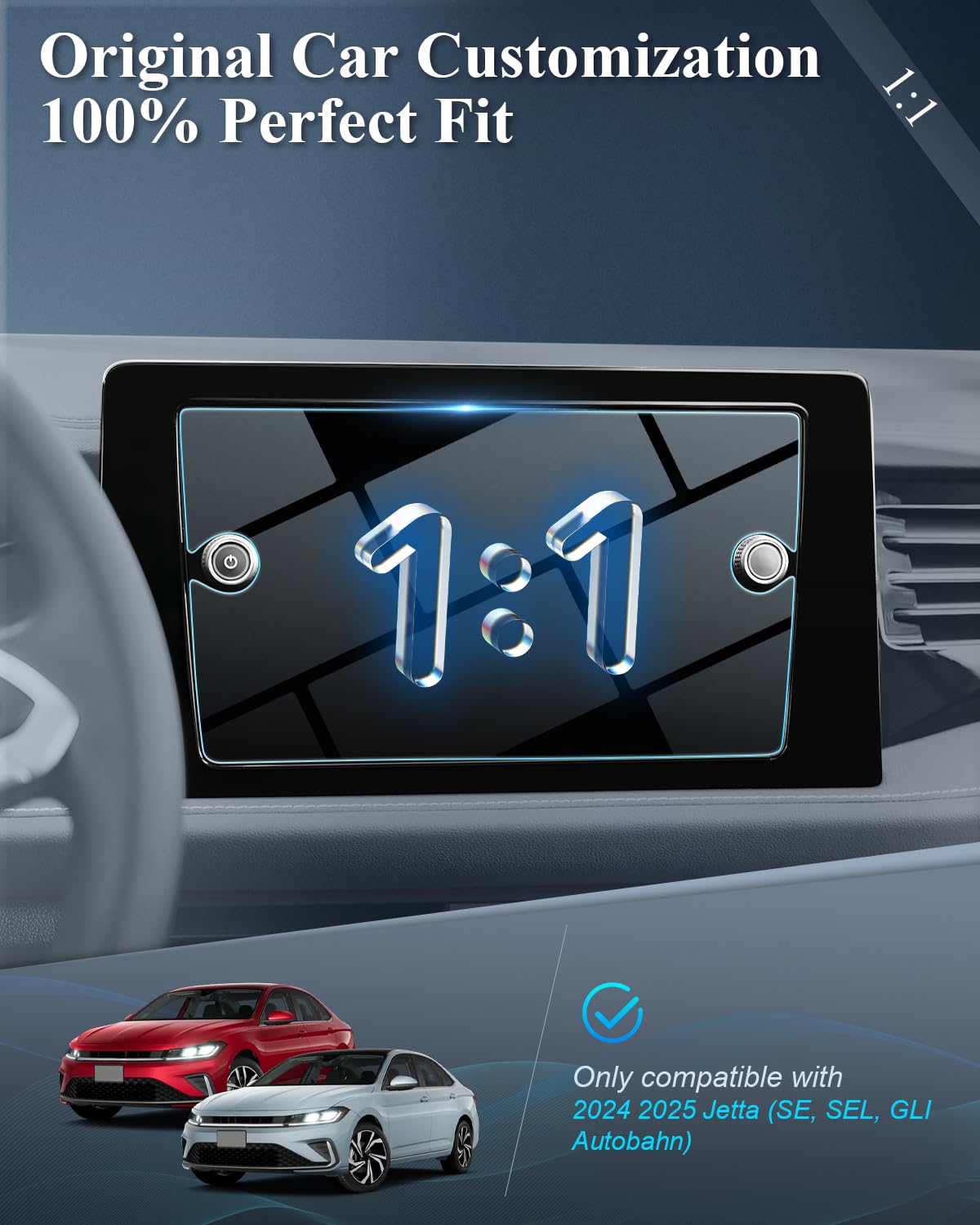 BIBIBO Tempered Glass Screen Protector for 2024-2025 VW Jetta (SE, SEL, GLI Autobahn) - 8