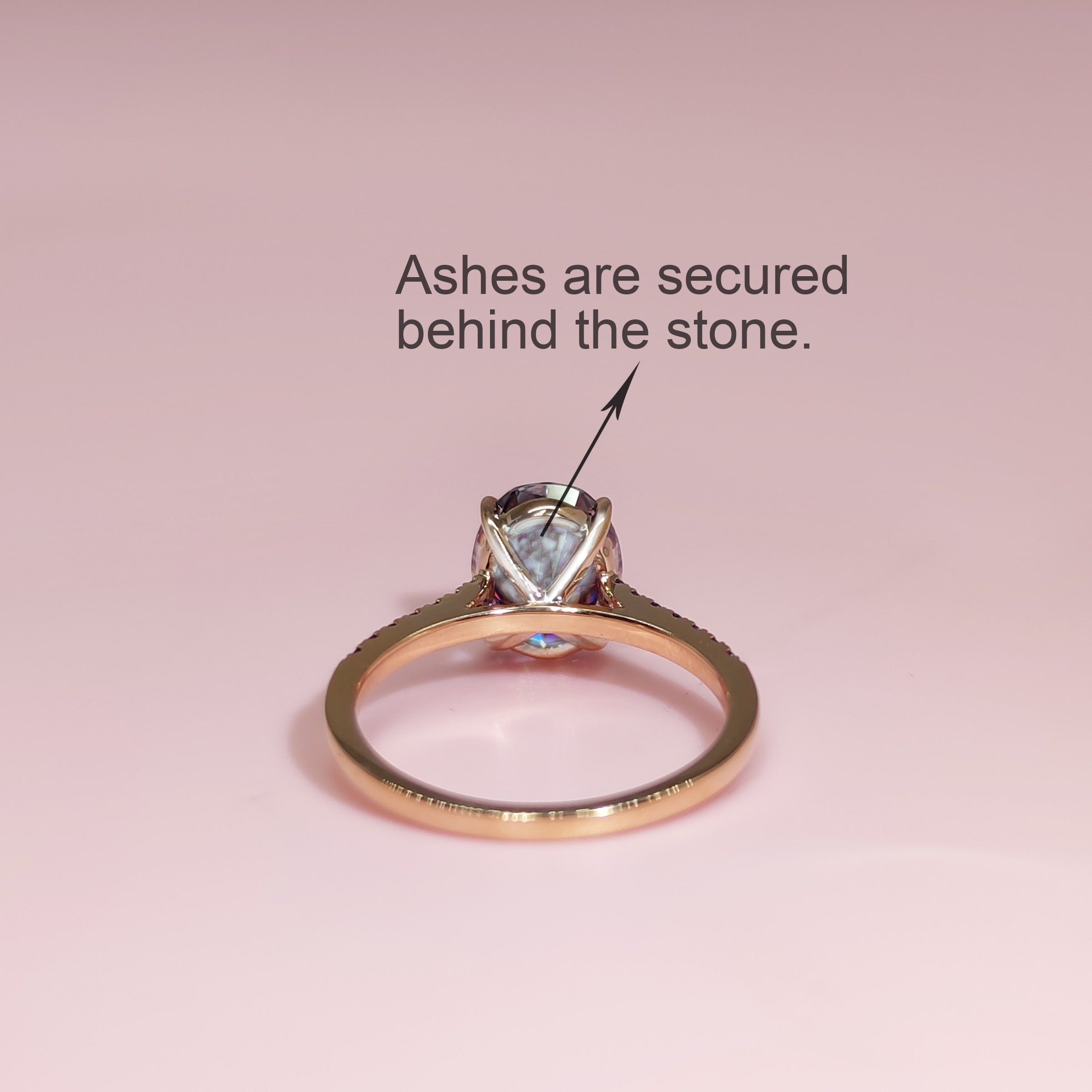 Serene Light Oval Moissanite Ashes Ring for Women - Memorial Jewelry for Loved Ones - Perfect for Remembrance, Sympathy Gifts & Special Occasions