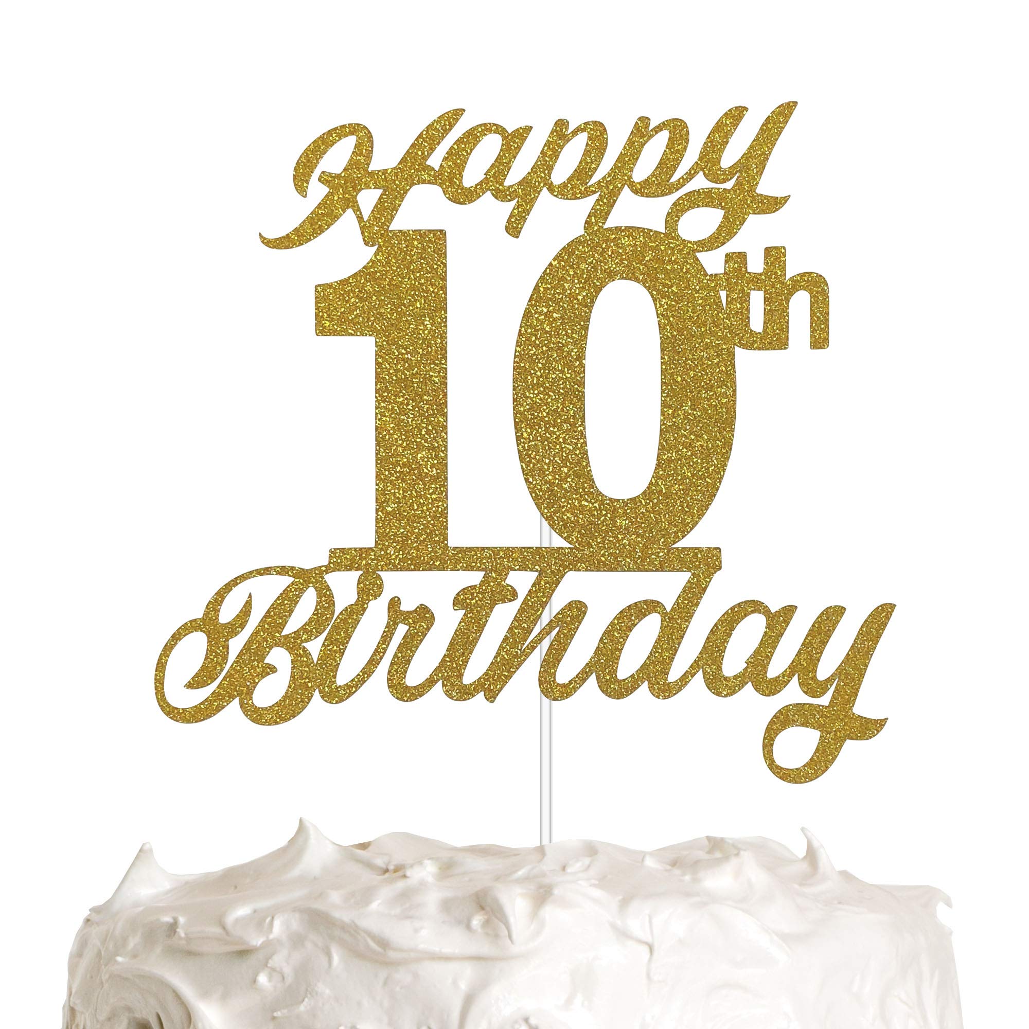 10th Birthday Cake Topper - Gold & Silver Happy Birthday Cake Decorations for Girls & Boys - Perfect for 10 Year Old Birthday Parties, Anniversaries & Celebrations