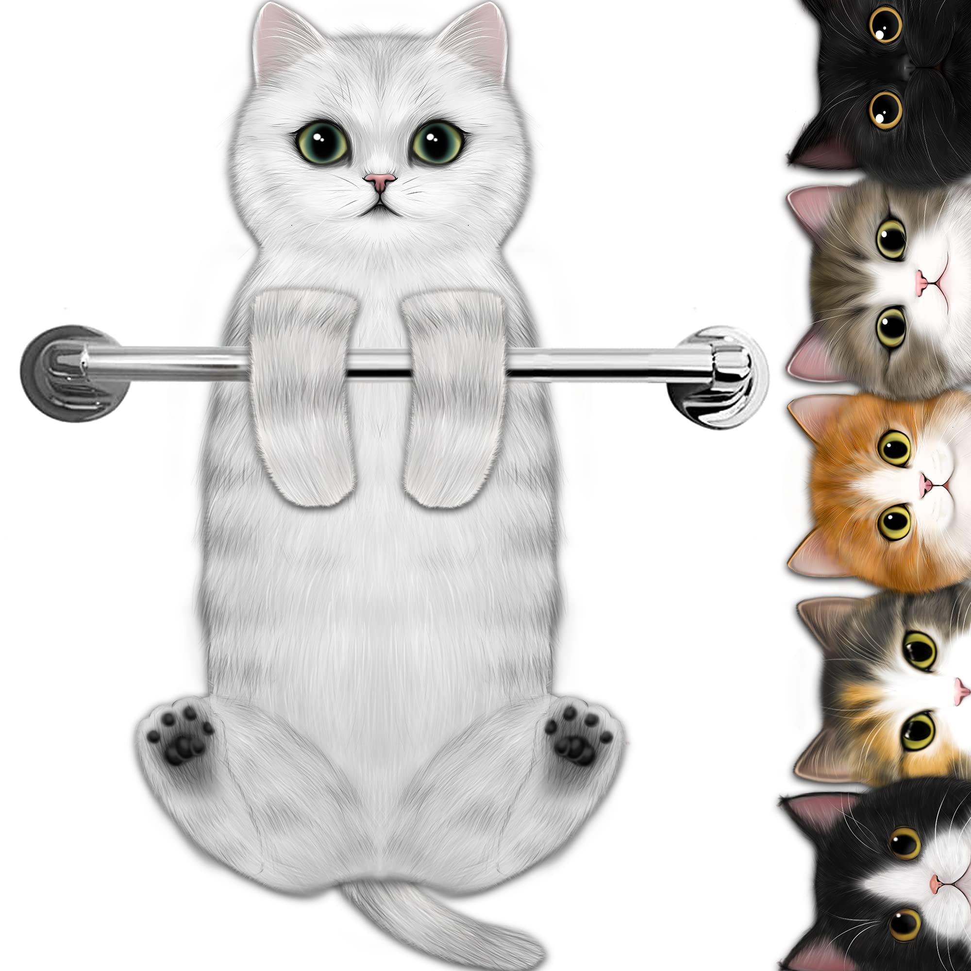 100% Cotton Cat Hand Towels for Bathroom & Kitchen - Cute Cat Lover Gifts - British Shorthair Design Washcloths & Face Towels - Perfect for Bathroom Decor, Kitchen Accessories & Cat Themed Home Gifts