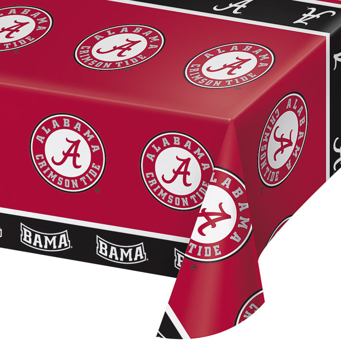 12-Pack Bulk University of Alabama Plastic Table Covers - Crimson Tide Party Decorations, Game Day Tailgating, Graduation & School Events