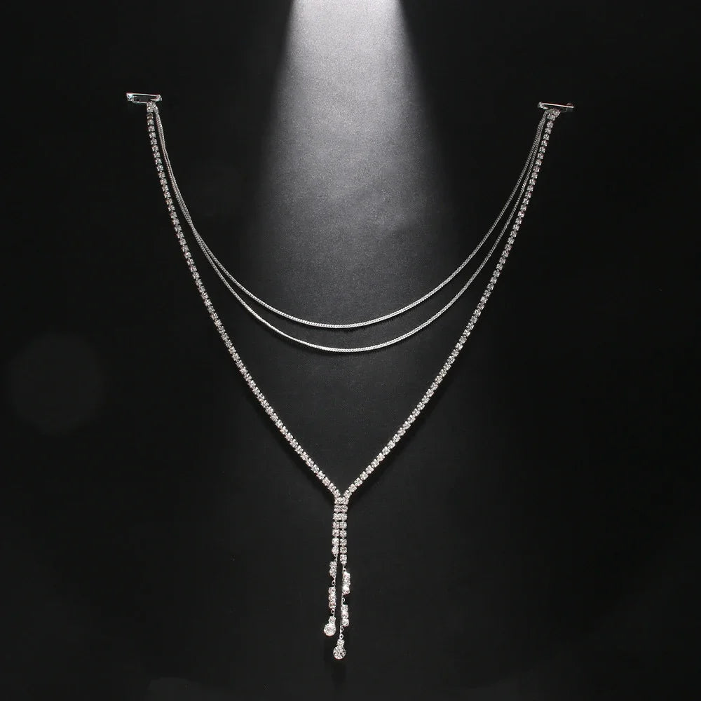 Elegant Back Chain Necklace for Women - Dainty Gold Layered Pendant Jewelry Gift for Her | Perfect for Date Night, Wedding & Special Occasions