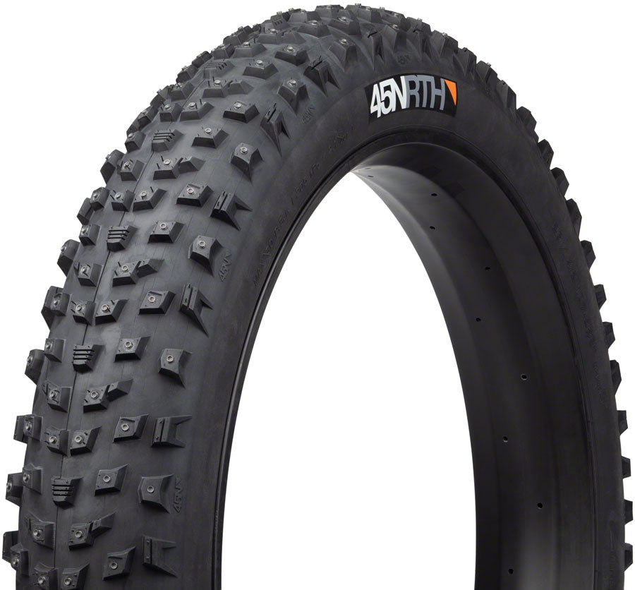 45NRTH Wrathlorde 26x4.2 Tubeless Folding Bike Tire - Black, 120 TPI, 300 XL Concave Carbide Studs for Winter Cycling & Snow Traction | Perfect for Fat Bikes in Extreme Cold Conditions