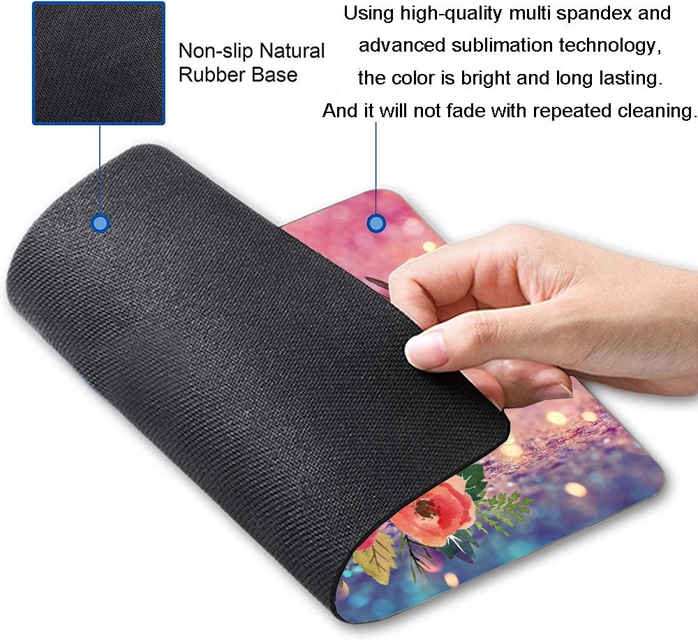 Stay Positive Inspirational Quote Mouse Pad - Purple Glitter Non-Slip Rubber Base Square Waterproof Office Desk Pad for Laptop & Computer, 9.5x7.9 Inches (Perfect for Work, Gaming & Home Office Use)