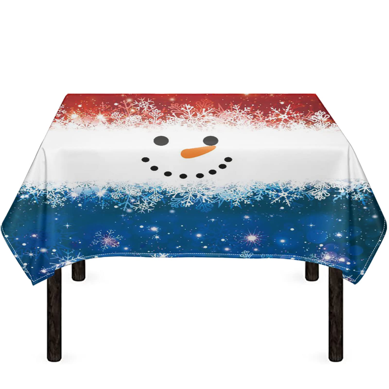 Belidome Christmas Snowman Tablecloth - Non-Slip Polyester Holiday Table Cover for Kitchen & Dining Room - Perfect for Christmas Parties, Family Gatherings & Festive Home Decor