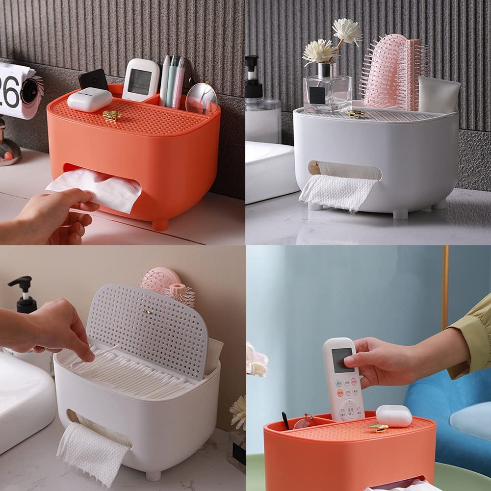Ochine Multifunctional Tissue Box Cover with Storage - Napkin Holder, Remote Control Organizer & Stationery Caddy for Home, Office & Bathroom - Perfect for Desk Organization, Bathroom Essentials & Living Room Decor