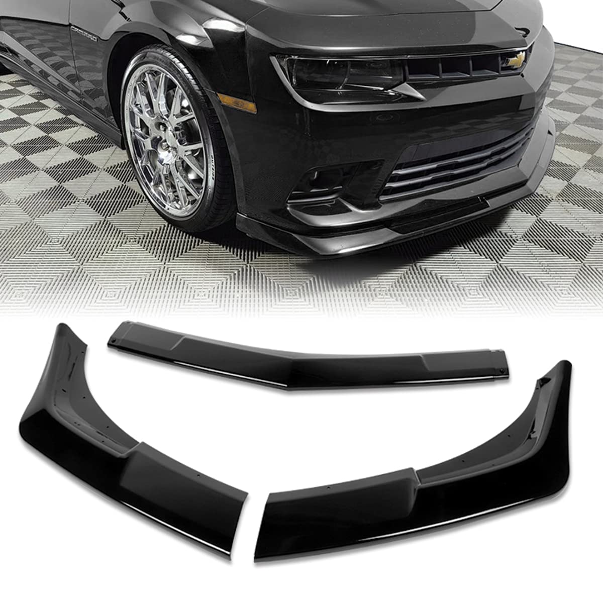 Chevy Camaro Front Bumper Lip (2014-2015) - Painted Black Replacement Body Part | Perfect Fit for Chevy Camaro | Enhances Style & Protection for Street & Show Cars