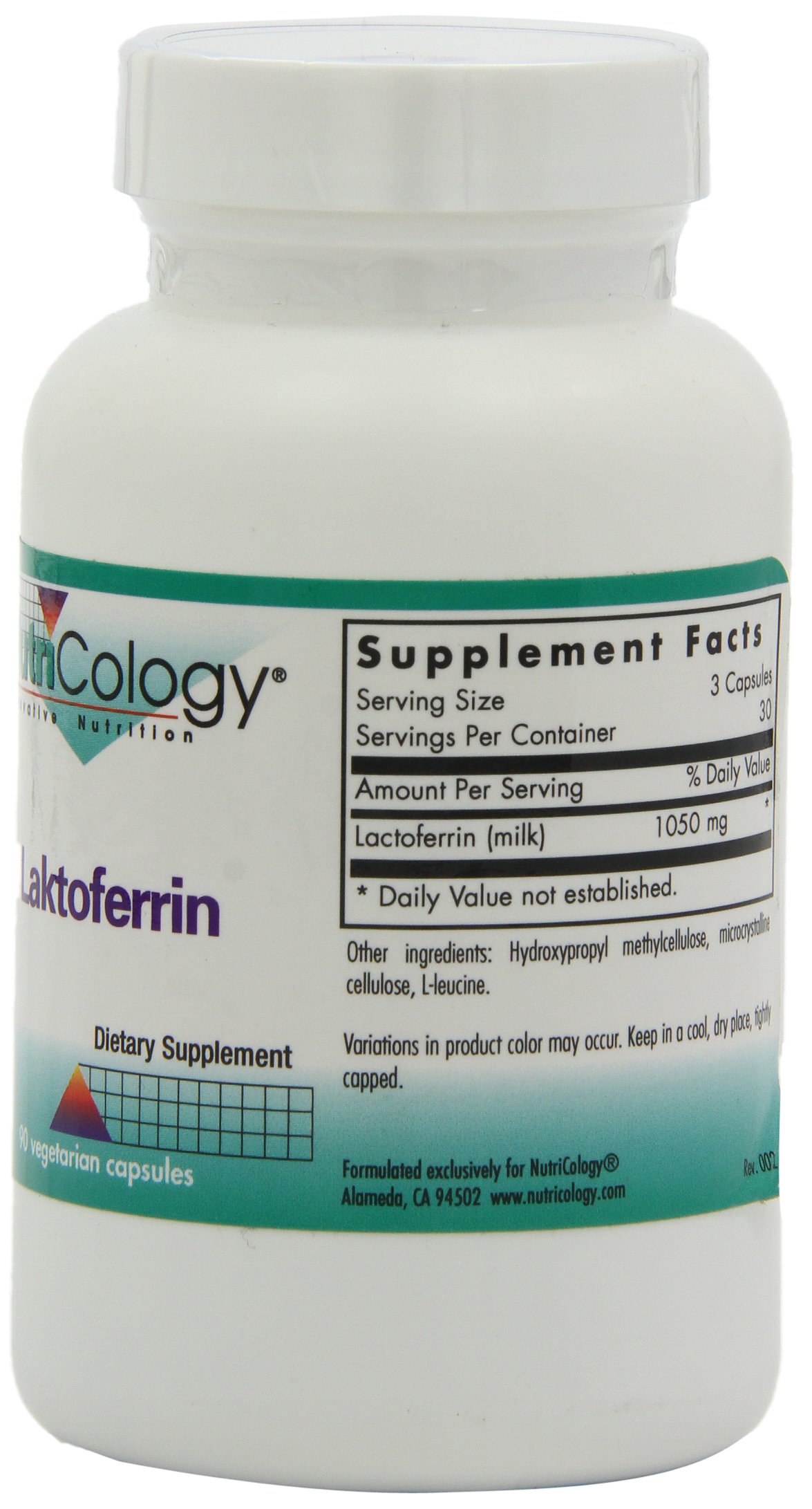 Nutricology Lactoferrin Supplement 350mg - Bovine Colostrum Immune Support, Iron Supplement with Bioactive Peptides, 90 Vegicaps for Daily Immune & Gut Health - Perfect for Travel, Fitness & Wellness Routines