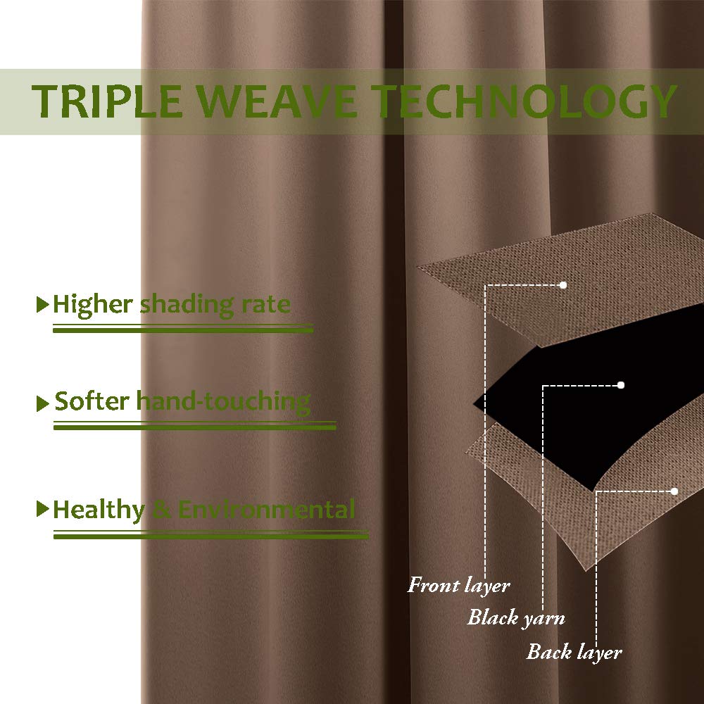 Blackout Double Pinch Pleated Extra Wide Curtains for Living Room & Patio - 72
