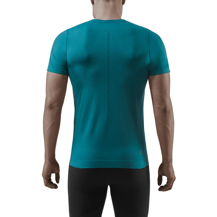 CEP Men's Run Ultralight Performance Shirt - Breathable Quick-Dry Short Sleeve Running Top in Petrol Blue | Ideal for Marathon Training, Gym Workouts & Outdoor Activities