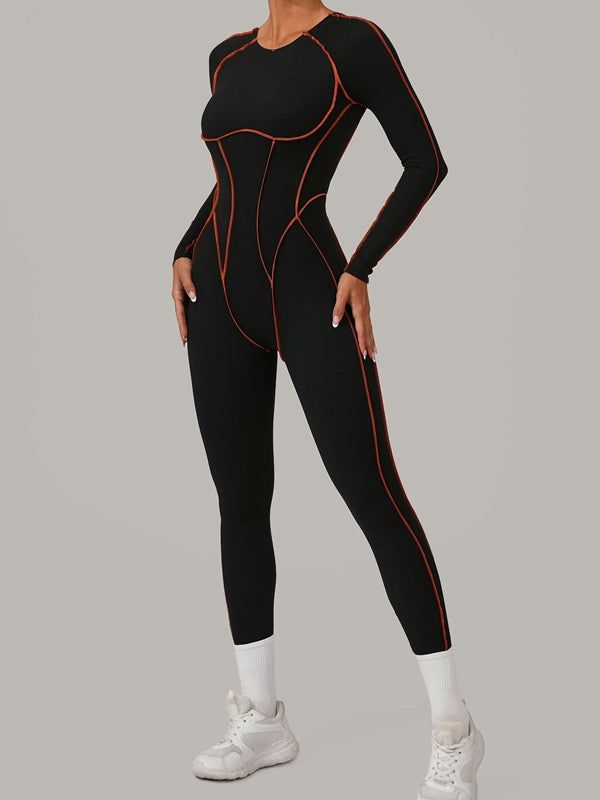 ZASUWA Women's Sexy Backless Contrast Color Stripes Jumpsuit - Perfect for Night Out, Party, and Date Night