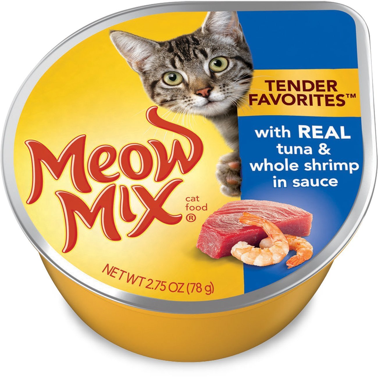 Meow Mix Tuna & Shrimp Lovers Wet Cat Food with Real Tuna & Whole Shrimp in Savory Sauce - 4 Cups (2.75 oz Each) - Perfect for Picky Eaters & Special Treats at Mealtime