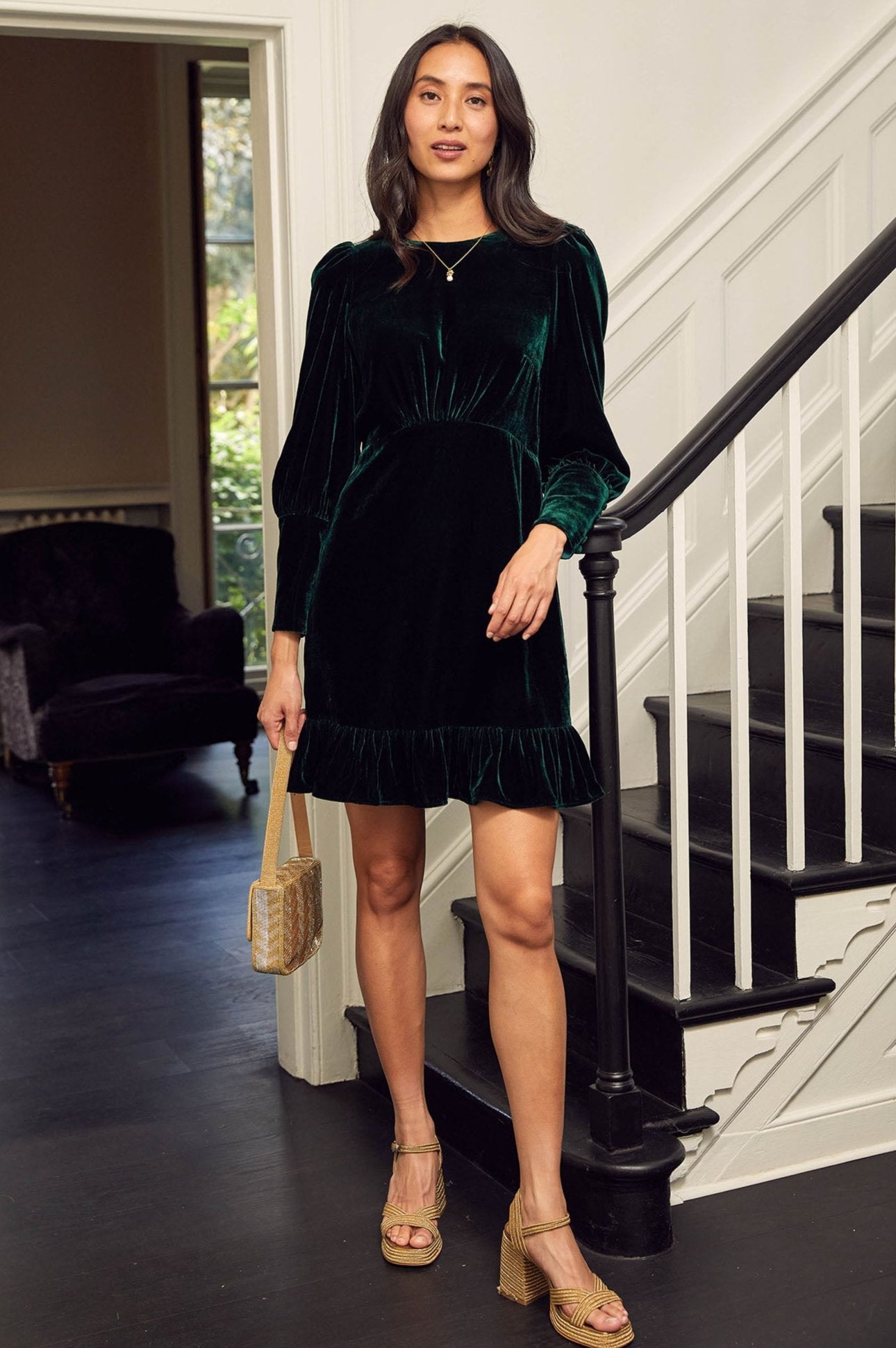 Esmee Velvet Short Dress for Women | Elegant Emerald Green Sleeveless Mini Dress | Perfect for Cocktail Parties, Date Nights & Holiday Events