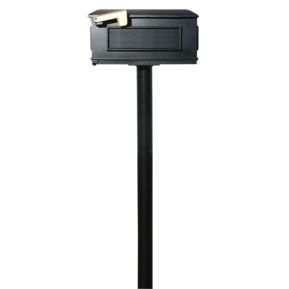 Qualarc HPST1-000-LM Black Cast Aluminum Mailbox with Post - Durable Outdoor Mailbox for Home & Garden - Perfect for Residential Driveways, Front Yards & Rural Areas