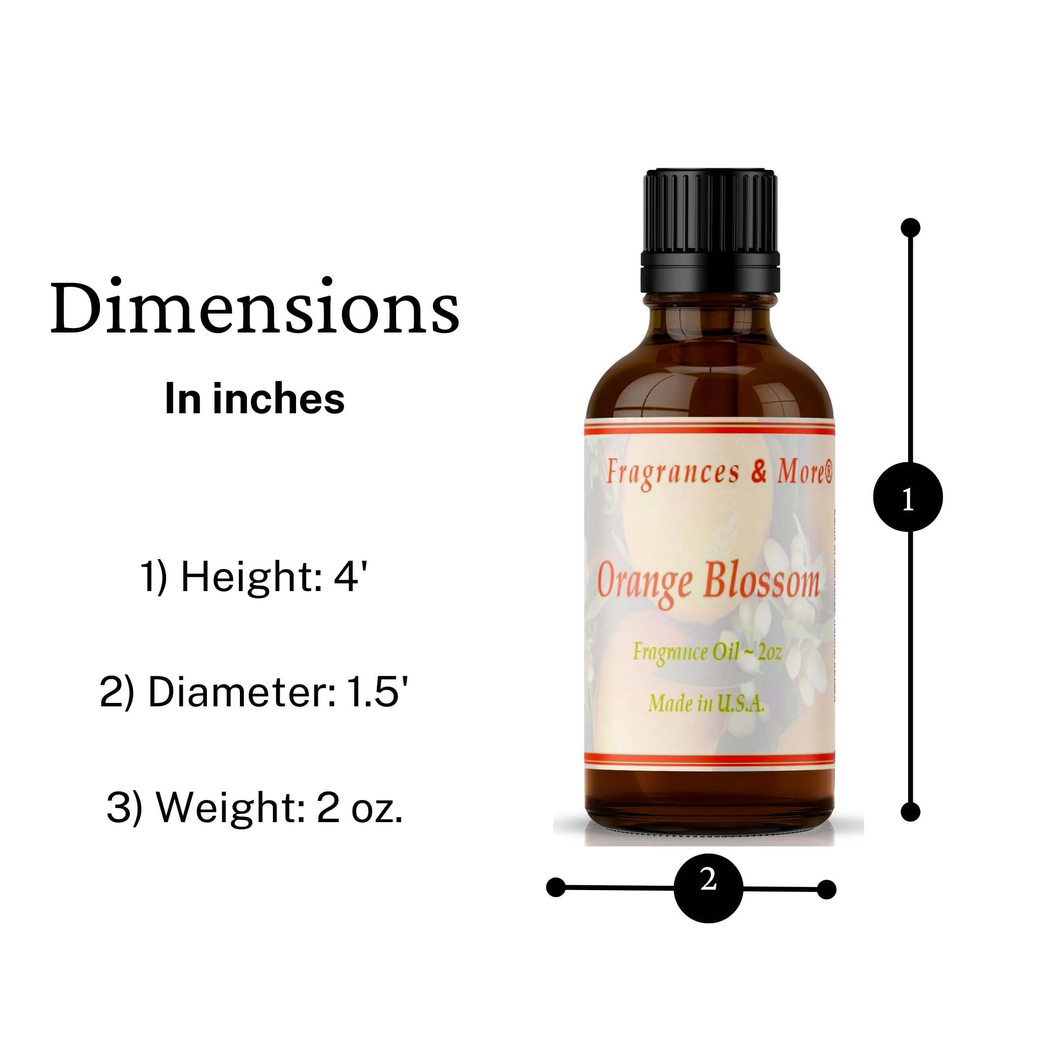 Premium Orange Blossom Fragrance Oil - 2oz (60ml) for Candle Making, Soap Making & Aromatherapy | Home Scented Oil for Diffusers, Bath Bombs & DIY Crafts | Relaxing Floral Aroma for Spa, Yoga & Meditation