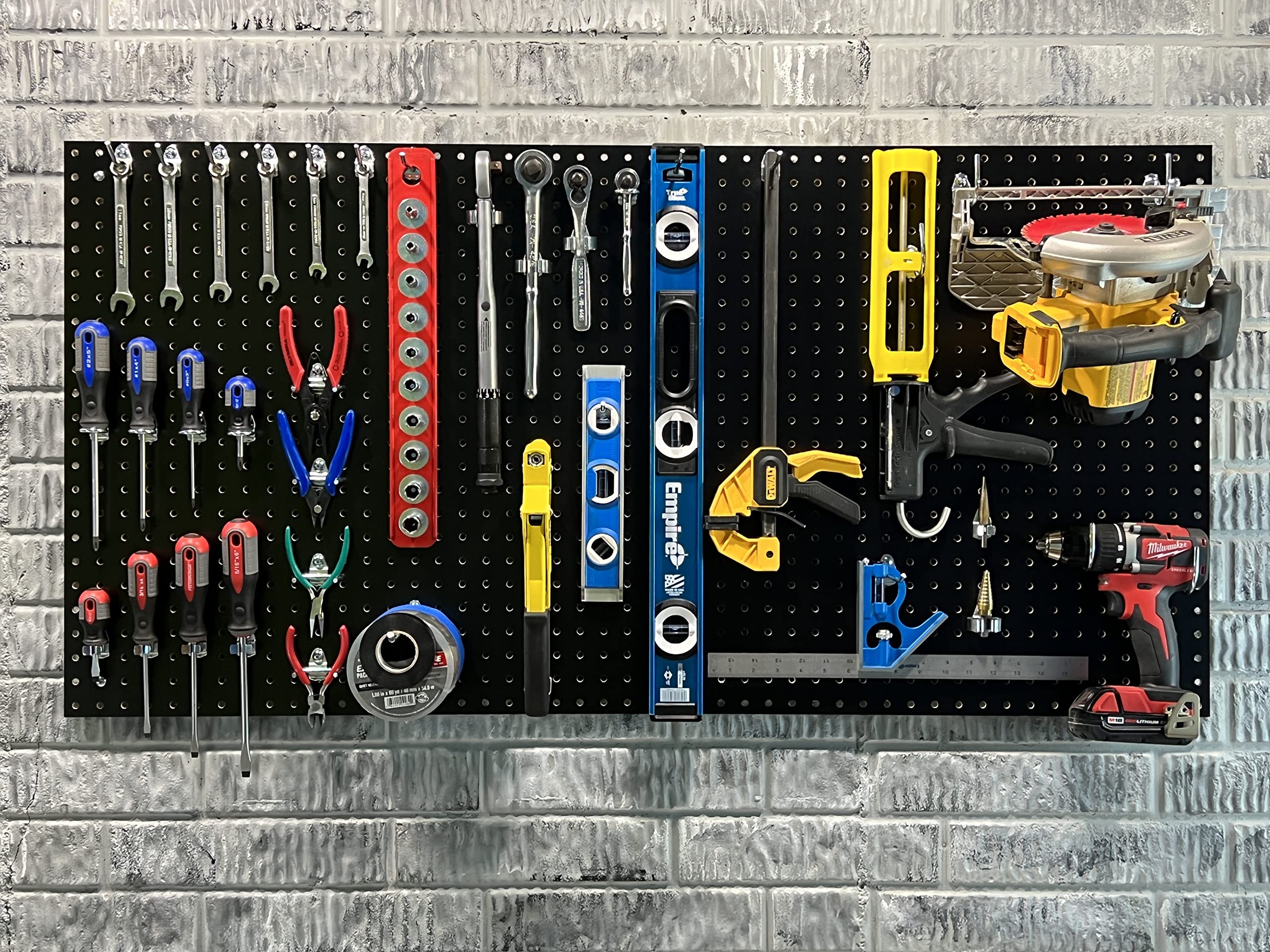 Triton Products HDB-36 Black HDF Pegboard with 36 Hooks - Heavy Duty Wall Organizer for Garage, Workshop & Home Storage