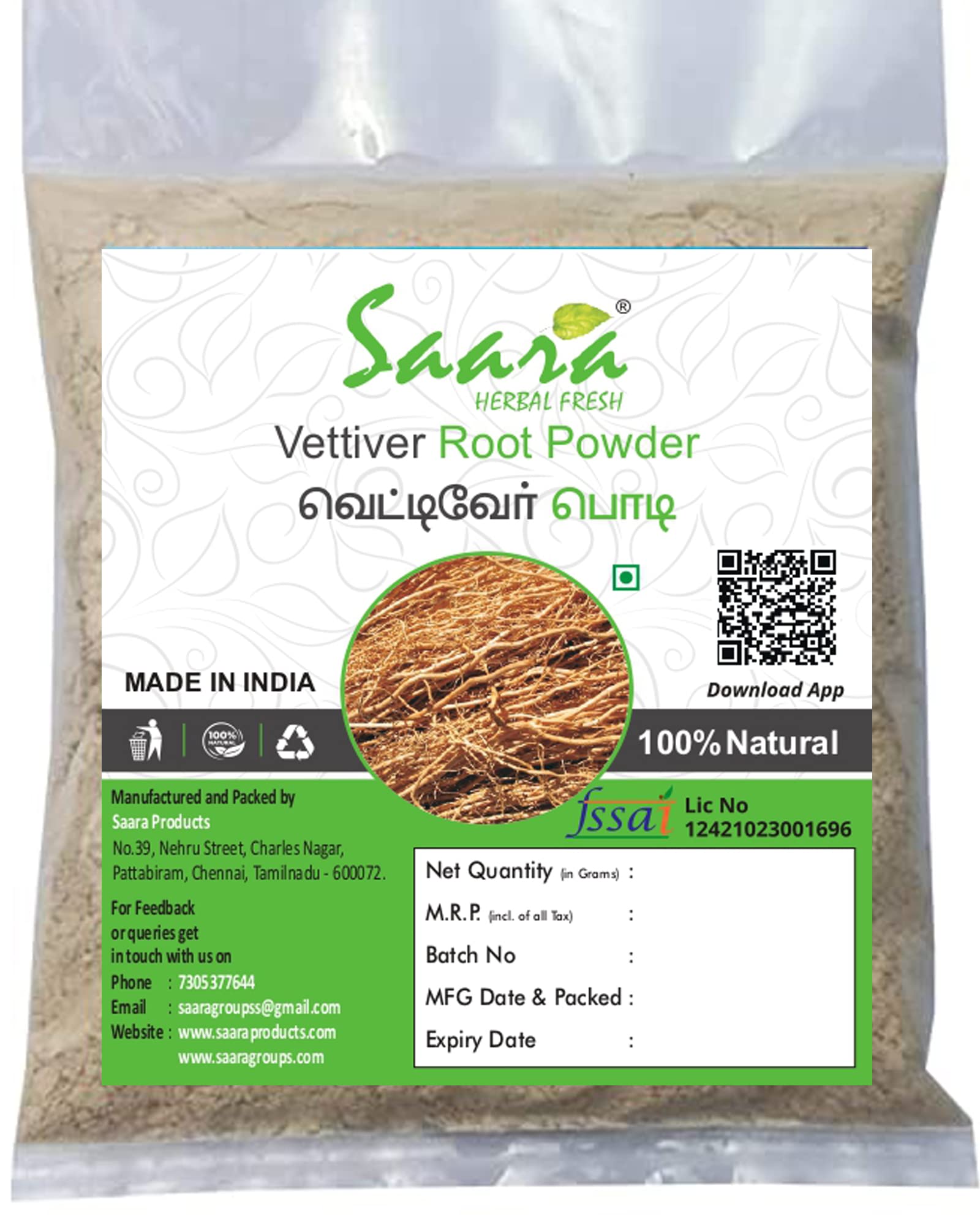 Organic Vetiver Root Powder (301g) - Pure Khus Root, Vala, Kas Ramacham, Vetiveria Zizanioides for Aromatherapy, Skincare & Hair Care - Pack of 3 x 101g - Perfect for DIY Beauty, Natural Perfumes & Ayurvedic Remedies