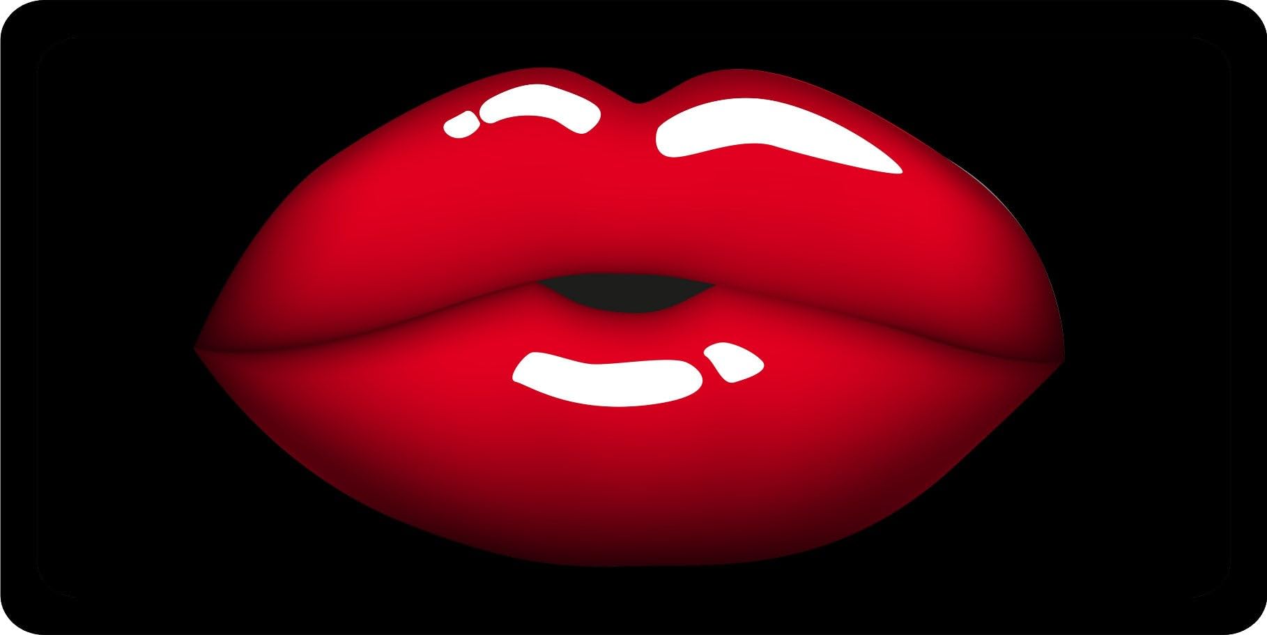 Red Lips on Black #4 Custom Photo License Plate - Personalized Car Accessory for Unique Style & Road Trips