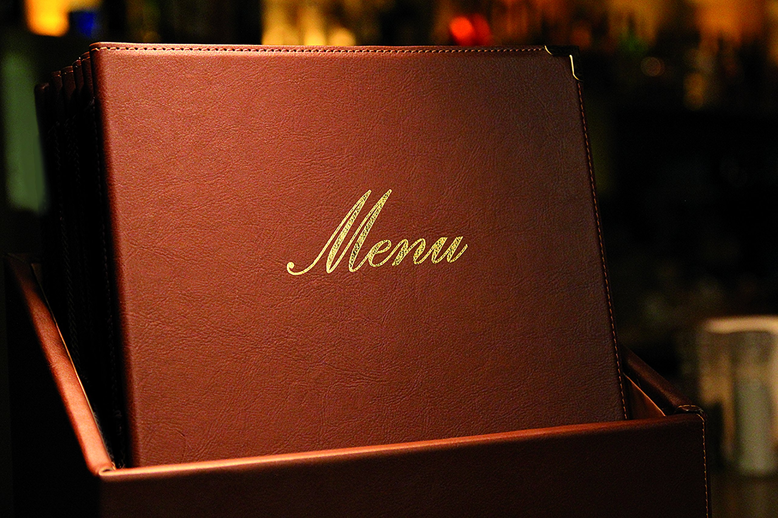 Classic Brown A4 Menu Box with 20 Menu Cards & Double Insert - Perfect for Restaurants, Cafes, and Catering Businesses