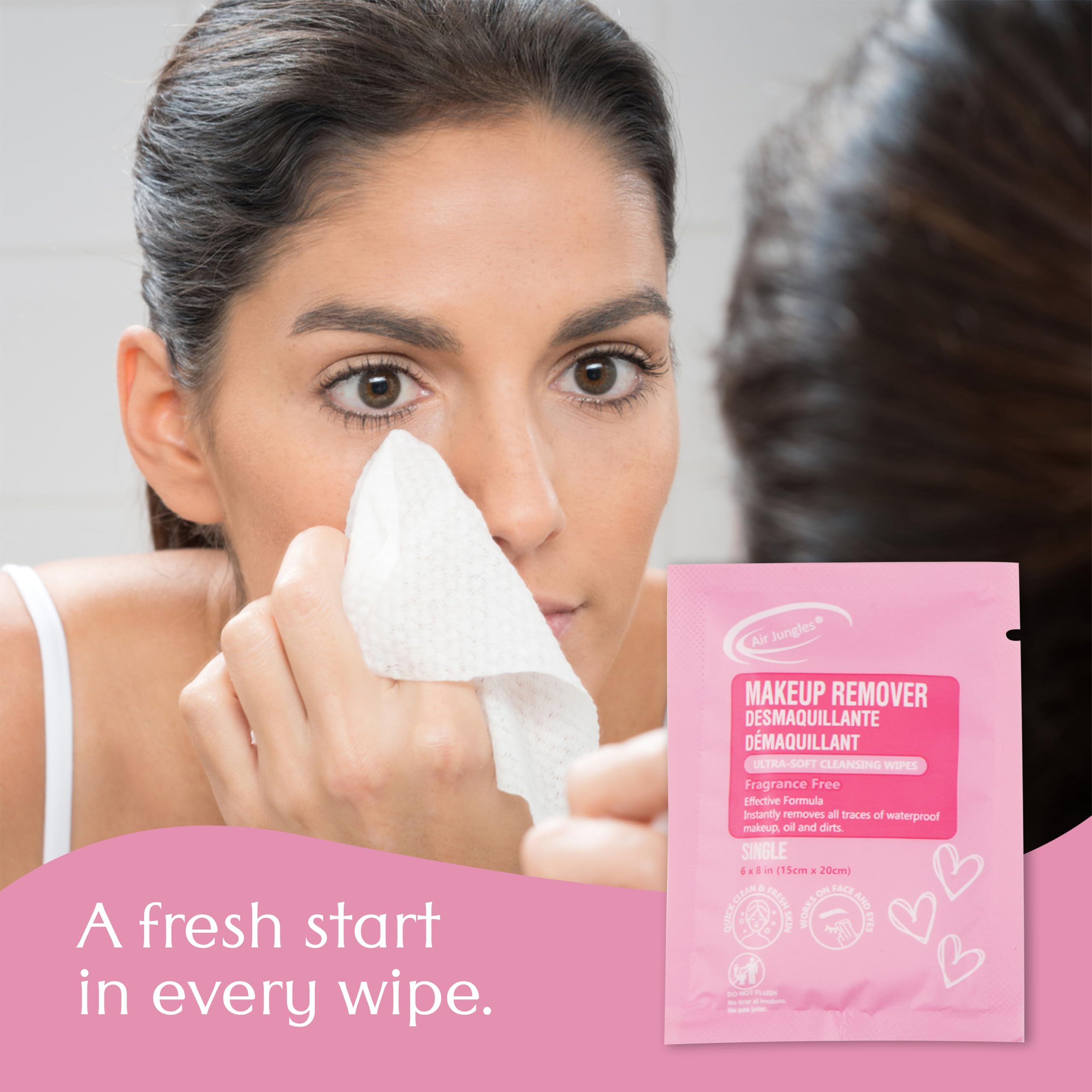 Air Jungles Fragrance-Free Makeup Remover Wipes - 25 Extra Large Singles (6