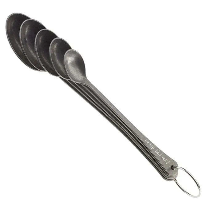 Barfly Measured Bar Spoon Set - 5 Stainless Steel Cocktail Mixing Spoons with Ring Holder | Vintage Style Bar Tools for Home Bartending & Professional Cocktail Making